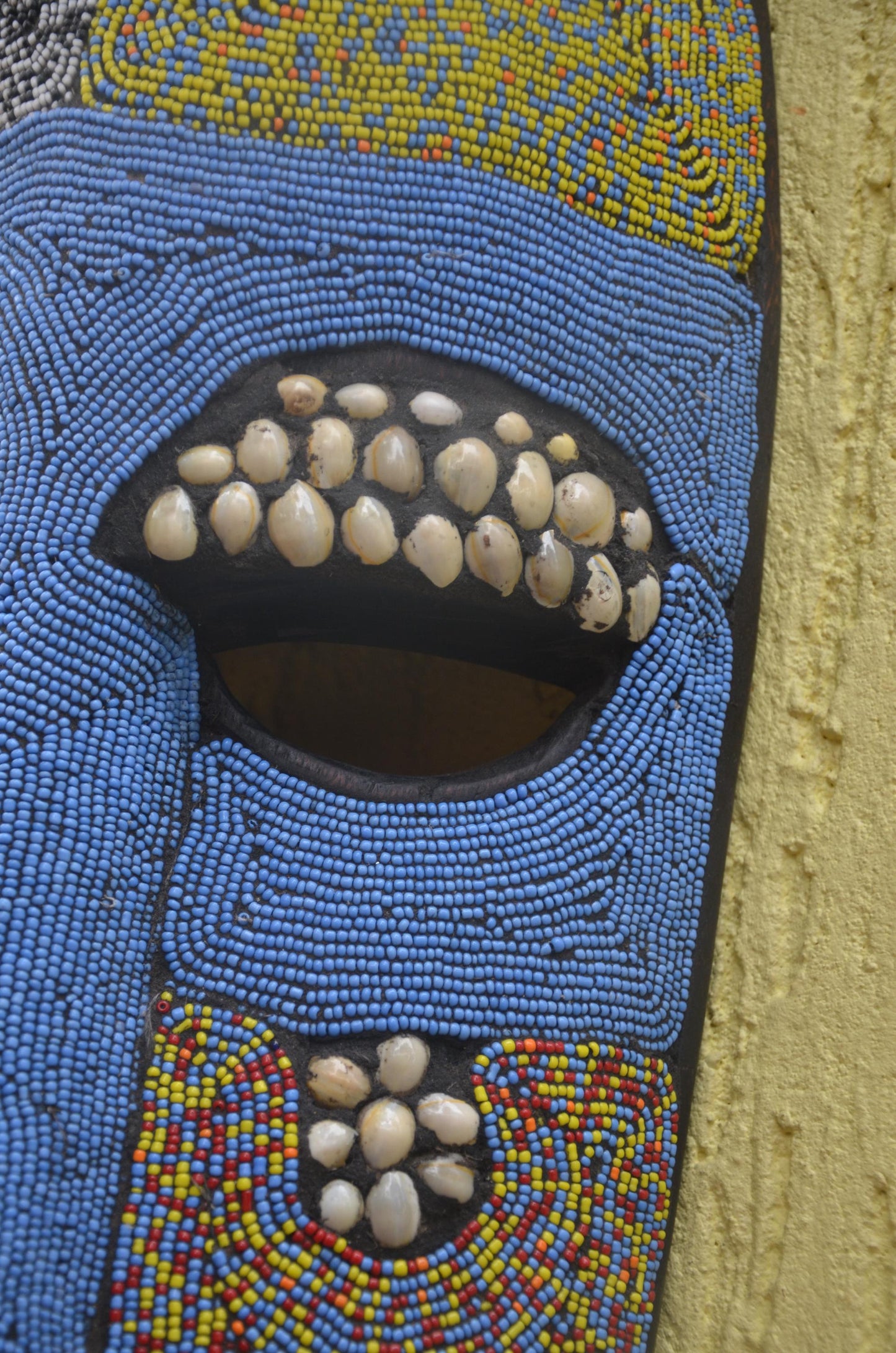 Bamileke Beaded Mask | Authentic Cameroonian Art | Large Ceremonial Wall Sculpture