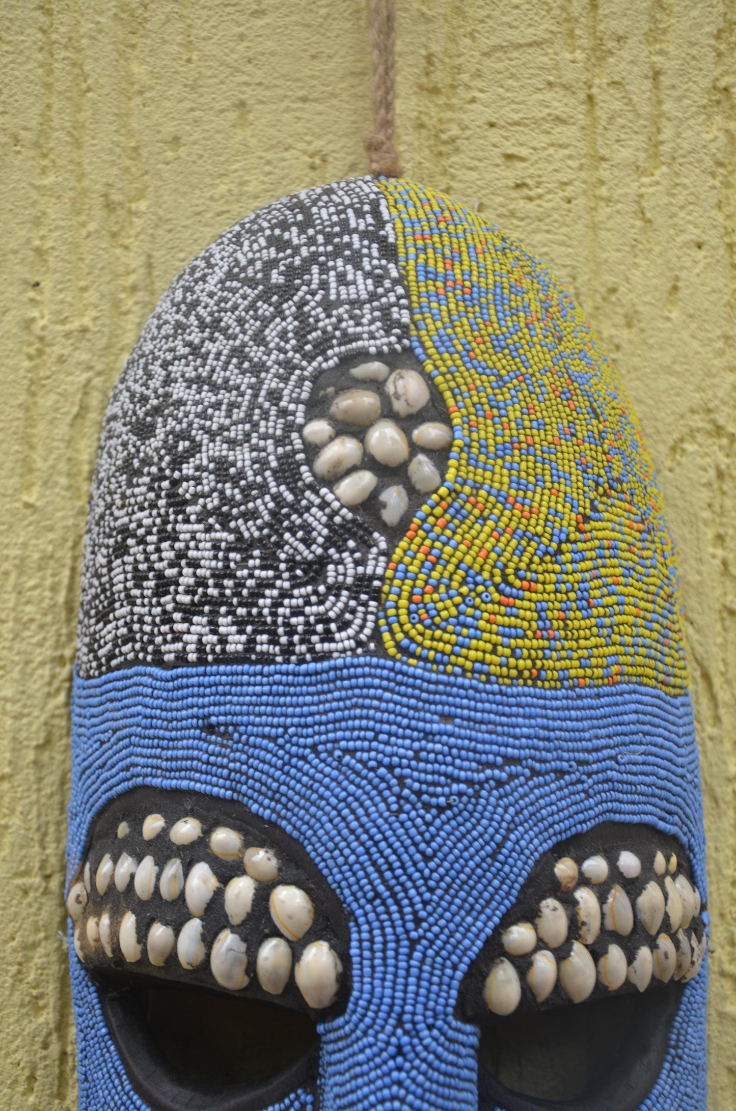 Bamileke Beaded Mask | Authentic Cameroonian Art | Large Ceremonial Wall Sculpture
