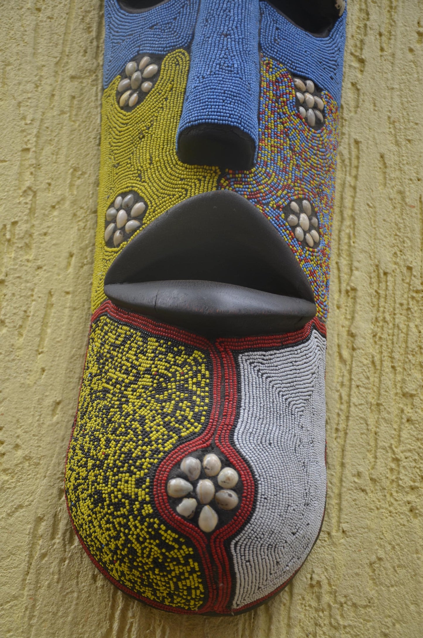 Bamileke Beaded Mask | Authentic Cameroonian Art | Large Ceremonial Wall Sculpture