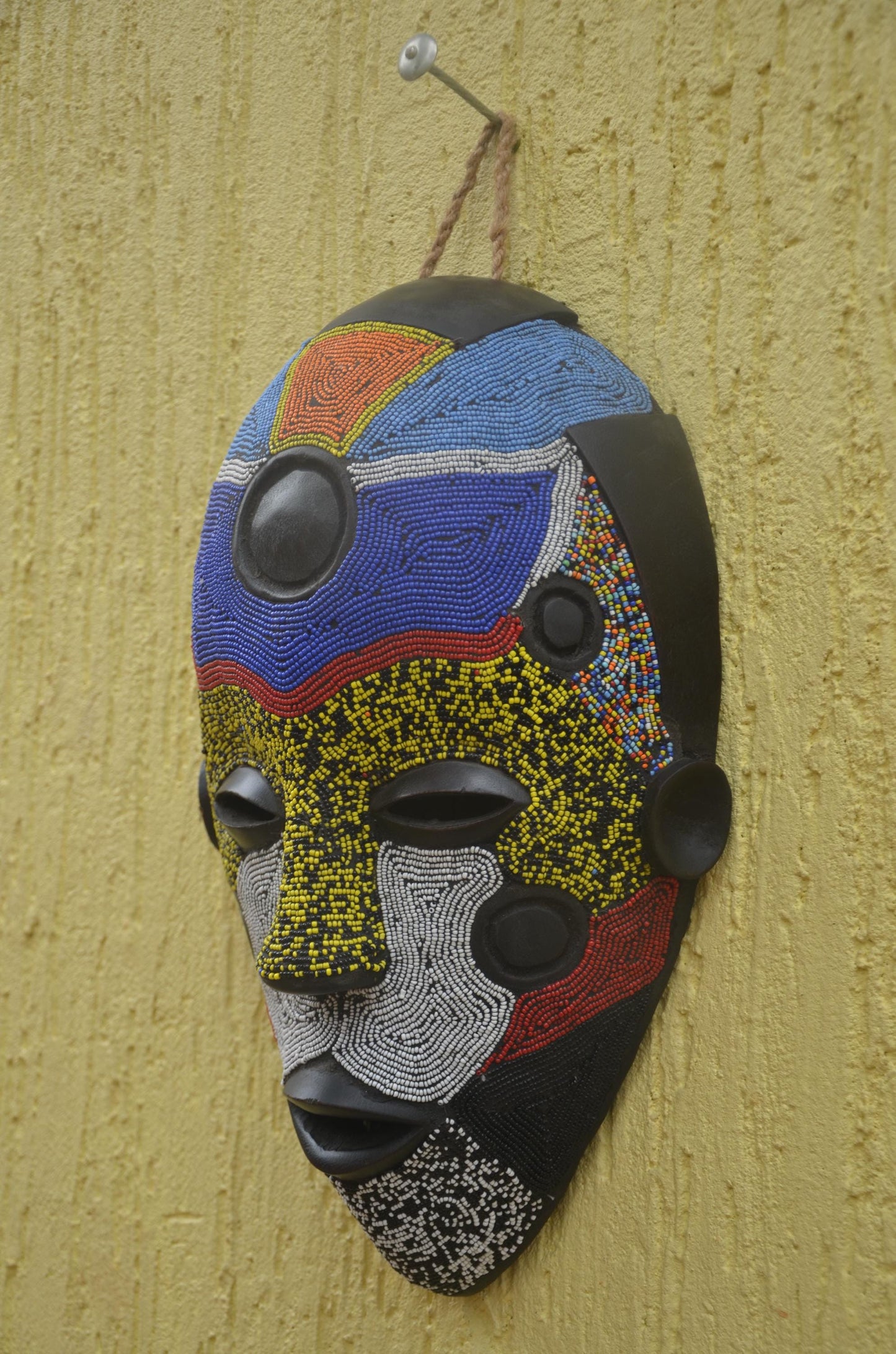 Bamileke Beaded Mask | Authentic Cameroonian Art | Large Tribal Wall Sculpture