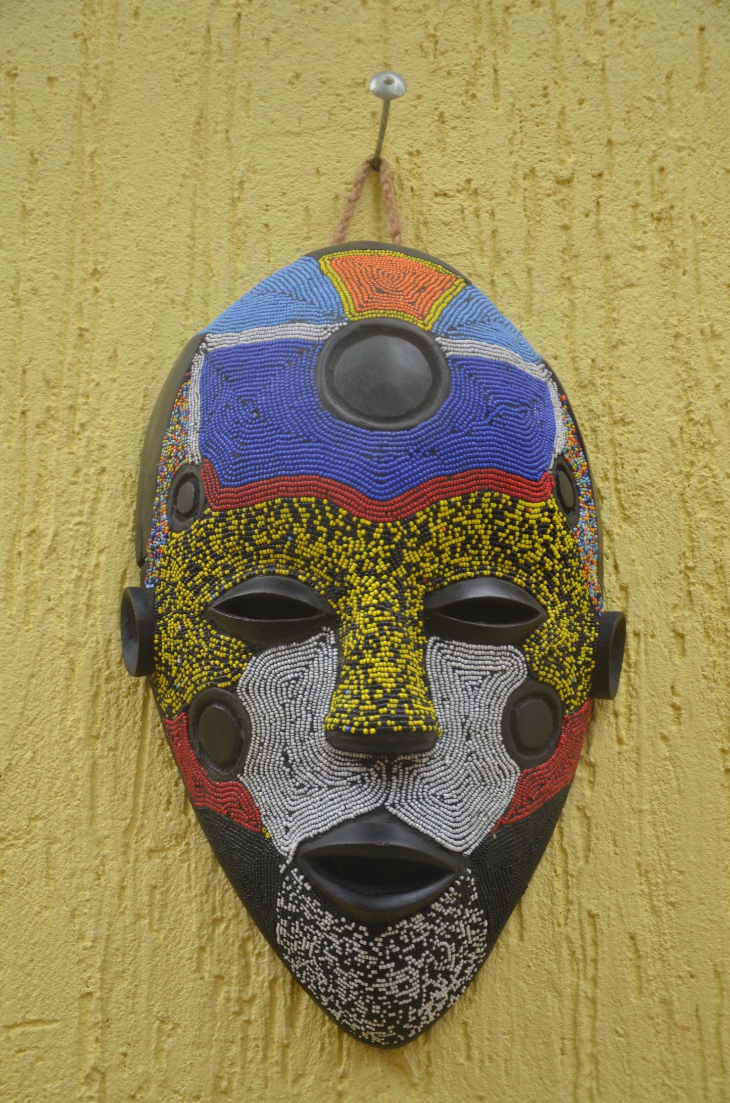 Bamileke Beaded Mask | Authentic Cameroonian Art | Large Tribal Wall Sculpture