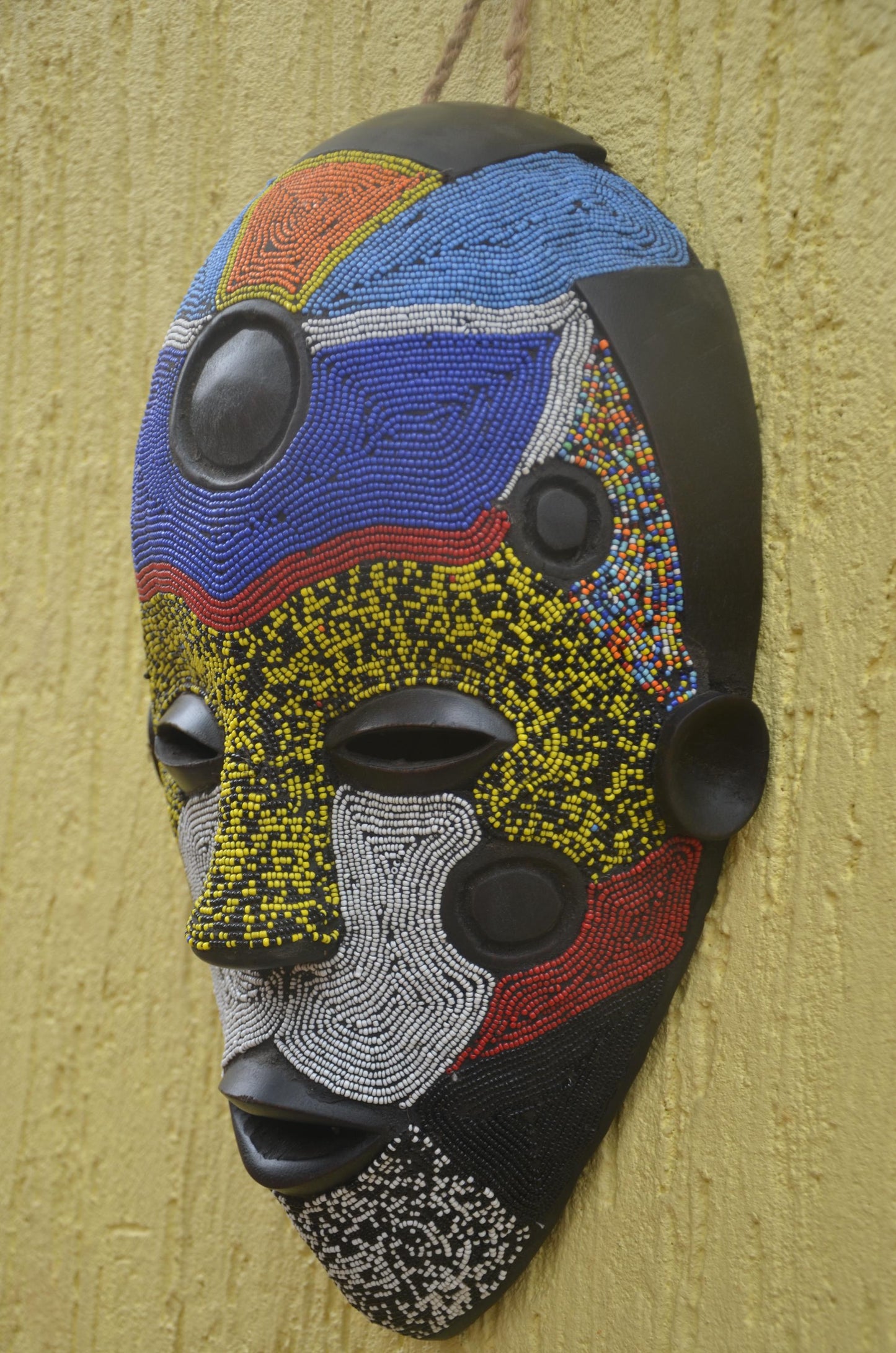 Bamileke Beaded Mask | Authentic Cameroonian Art | Large Tribal Wall Sculpture
