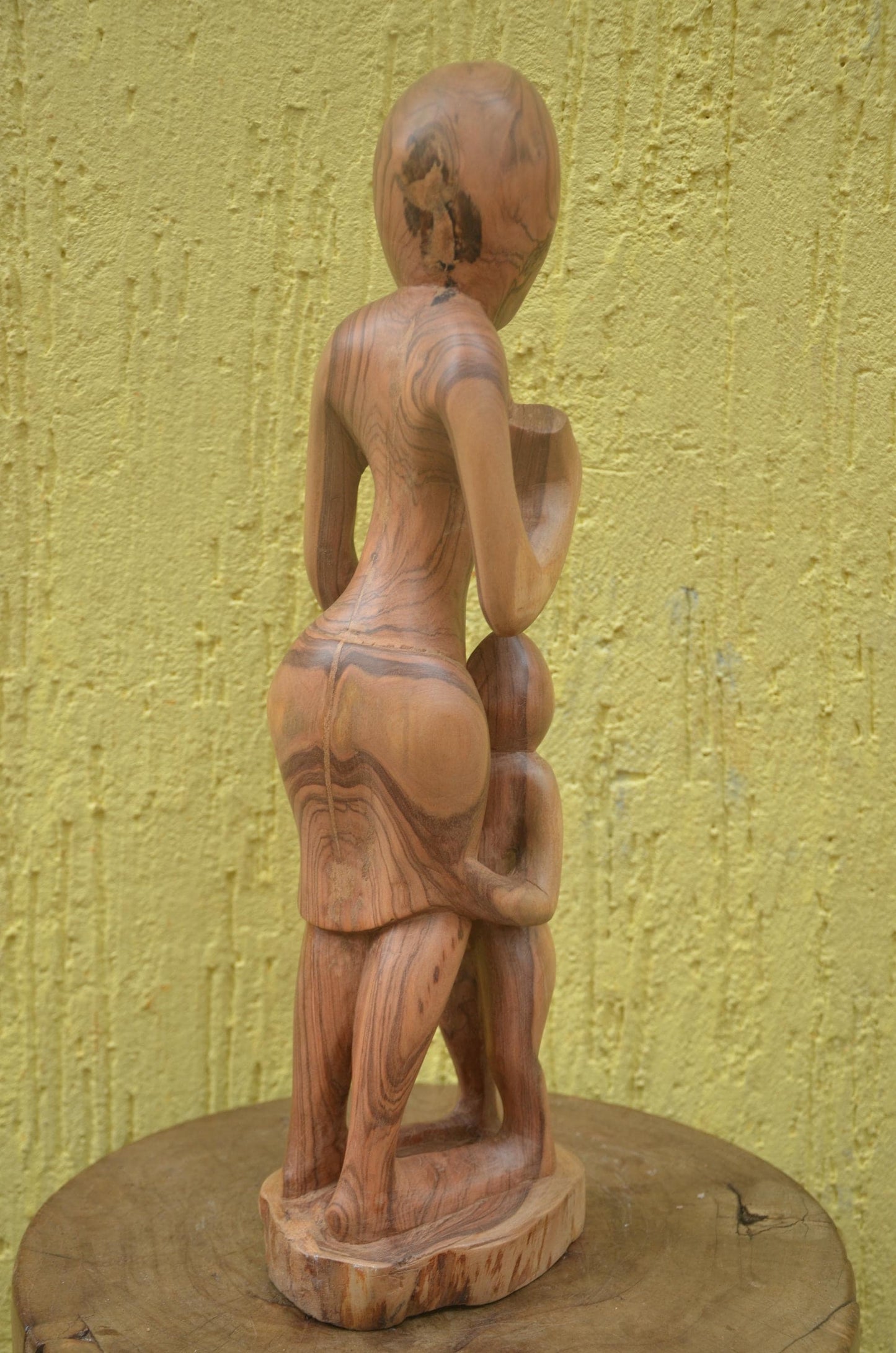 Mother and Child Sculpture | Hand-Carved Natural Wood | Symbolic African Art
