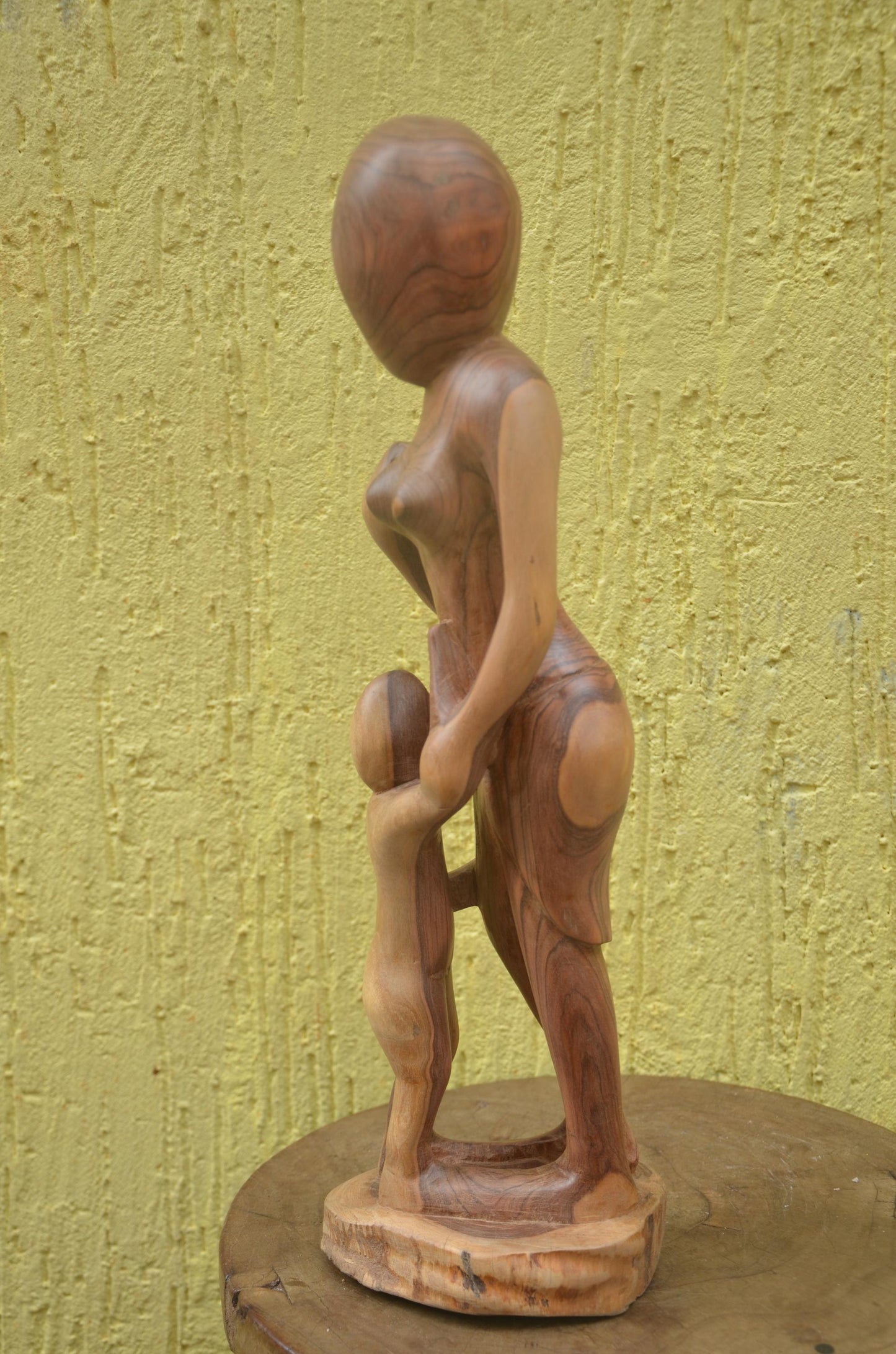 Mother and Child Sculpture | Hand-Carved Natural Wood | Symbolic African Art