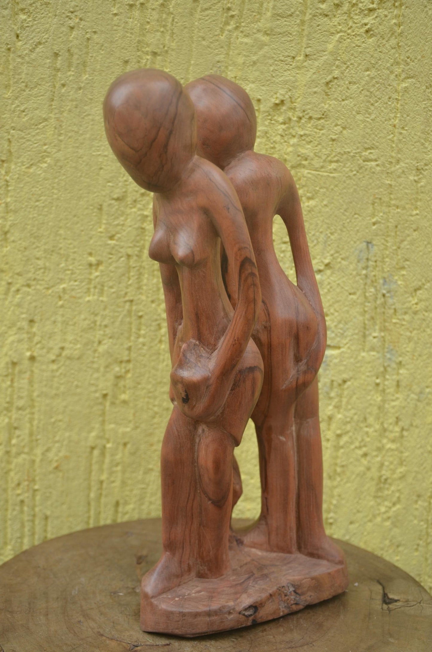 Family Unity Sculpture | Hand-Carved Natural Wood | Symbolic Ancestral Decor