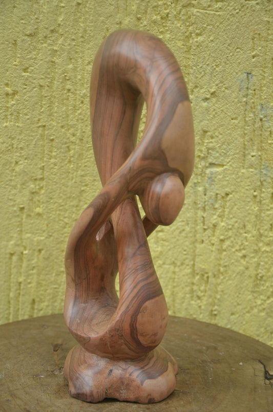 Abstract "Thinking Man" Sculpture | Hand-Carved Natural Hardwood | Minimalist Home Decor