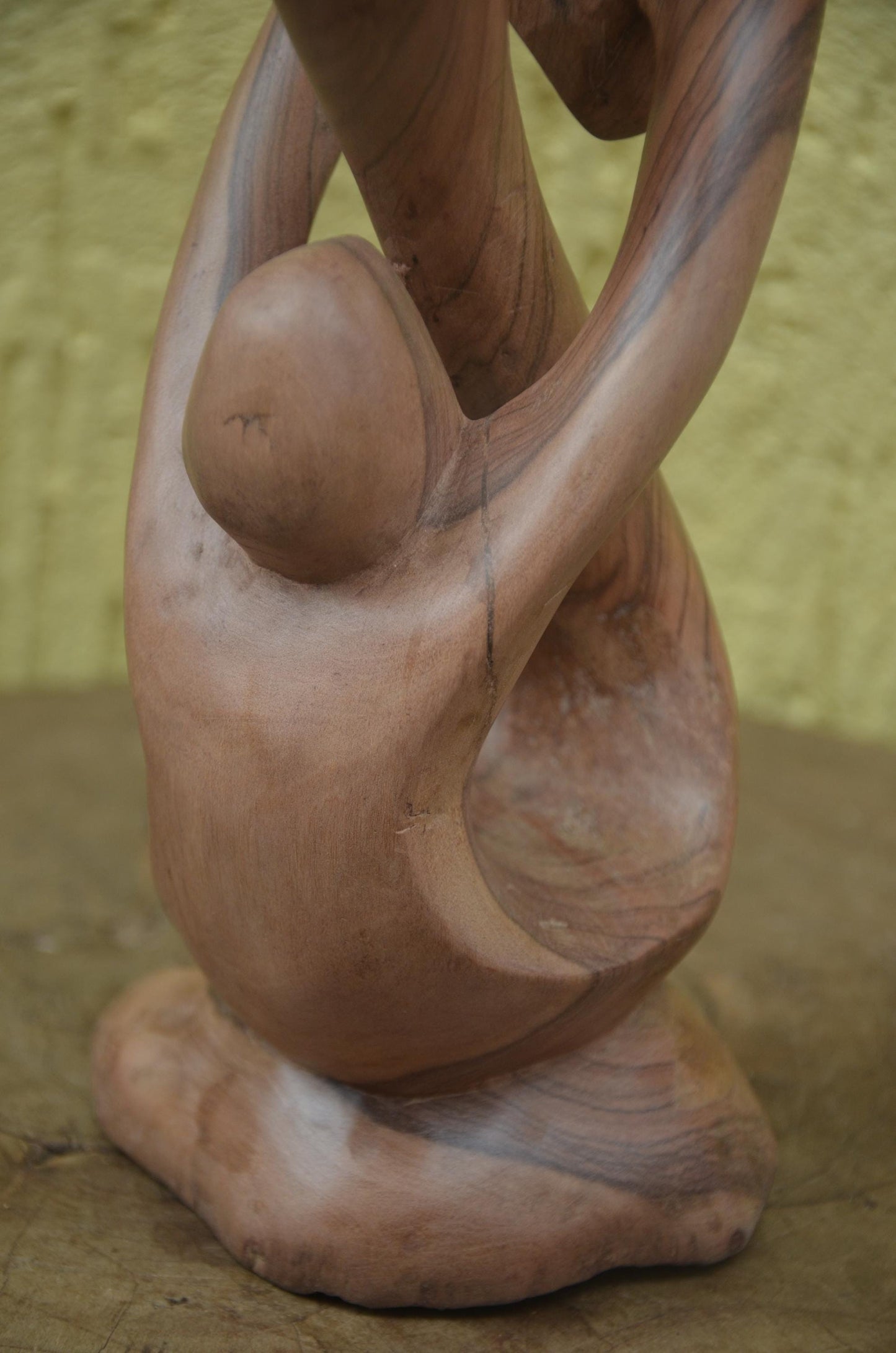Abstract "Thinking Man" Sculpture | Hand-Carved Natural Hardwood | Minimalist Home Decor