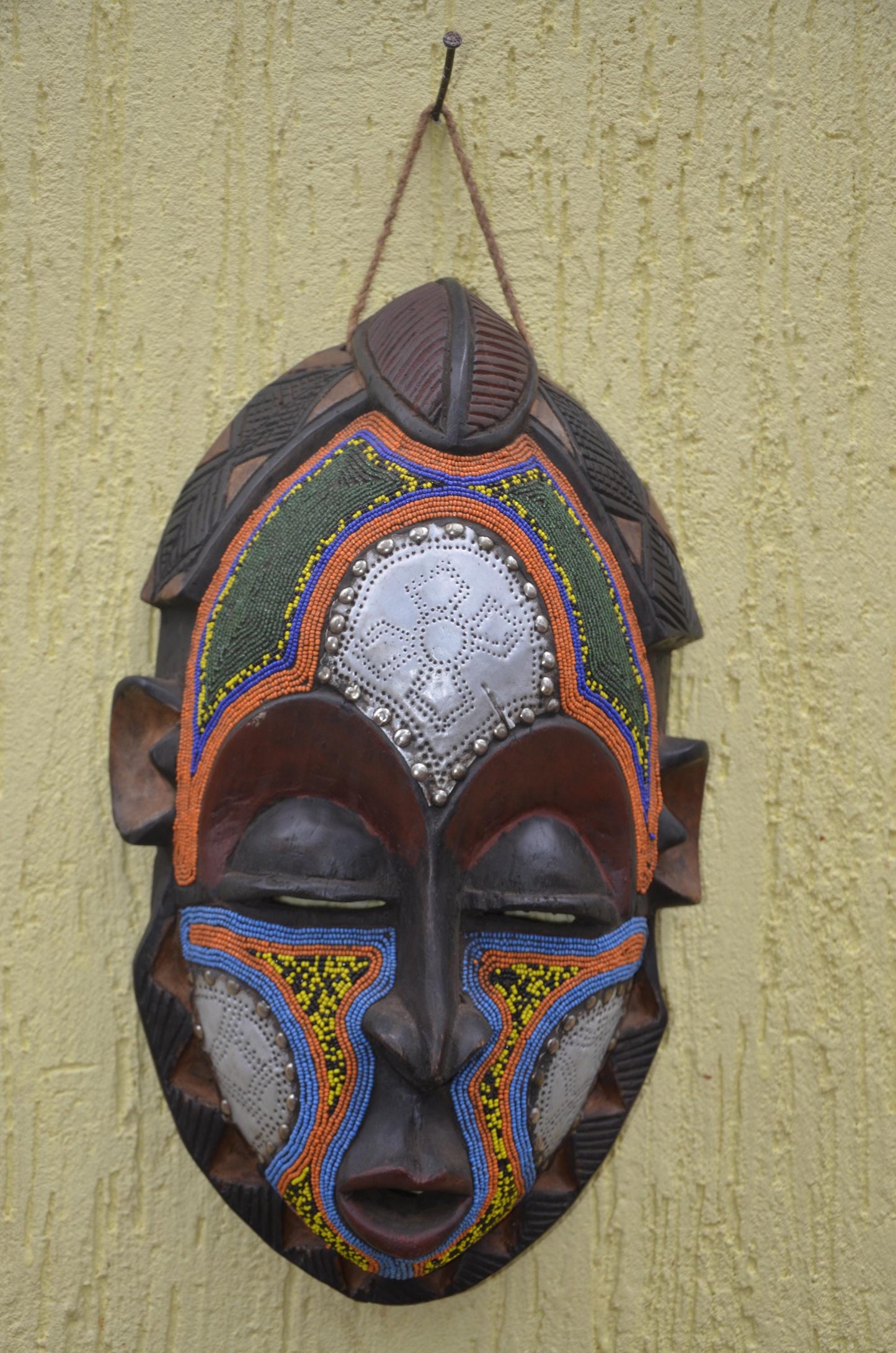 Luba Bird Mask | Hand-Carved Wood Zoomorphic Art | Congo Tribal Aviary Wall Decor