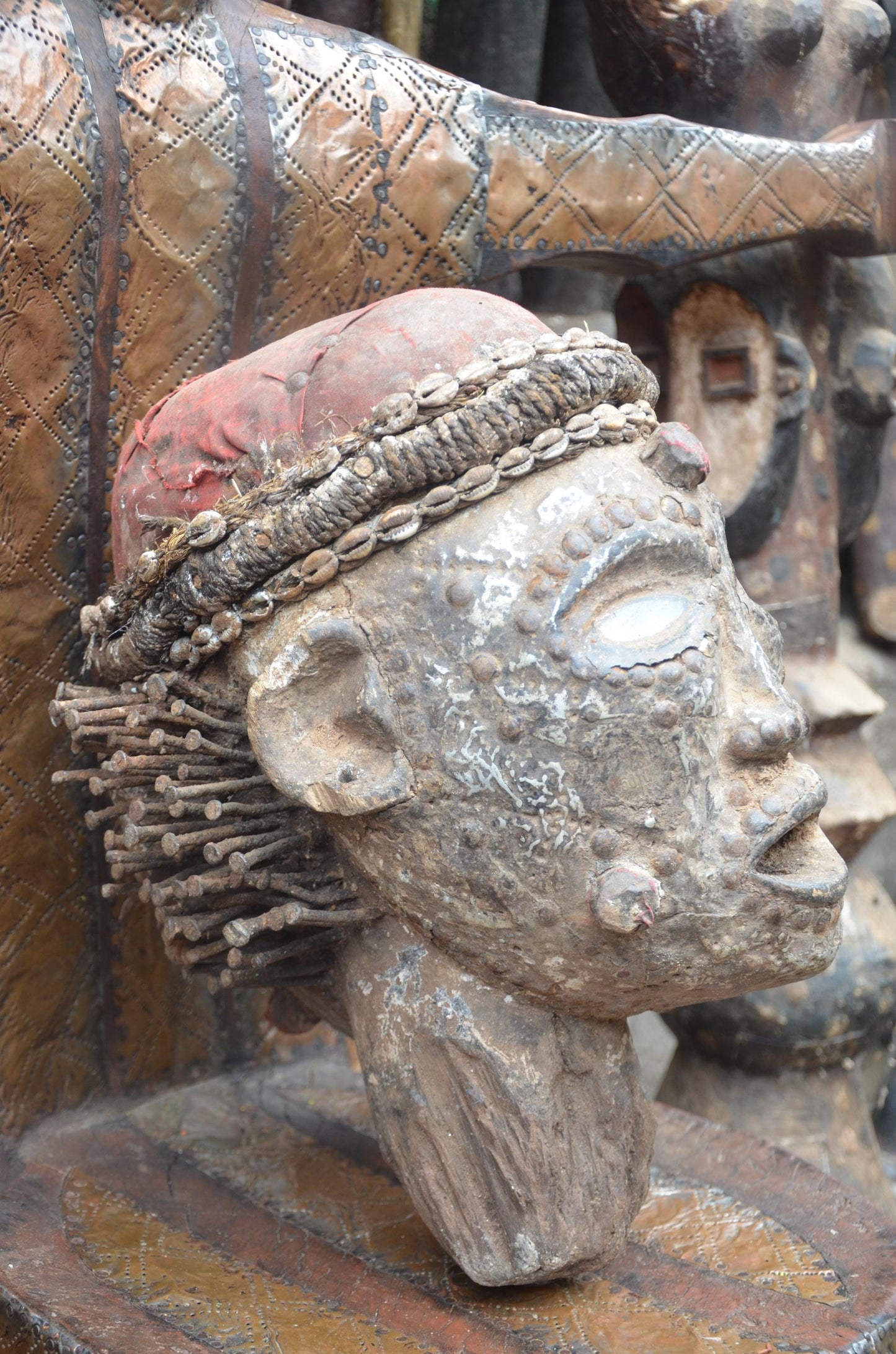 Kuba Bwoom Helmet Mask Congo | African Tribal Wall Decor Hand Carved Wood Art