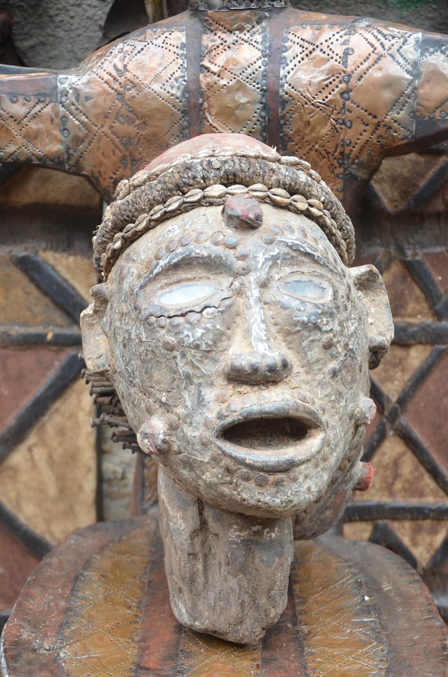 Kuba Bwoom Helmet Mask Congo | African Tribal Wall Decor Hand Carved Wood Art