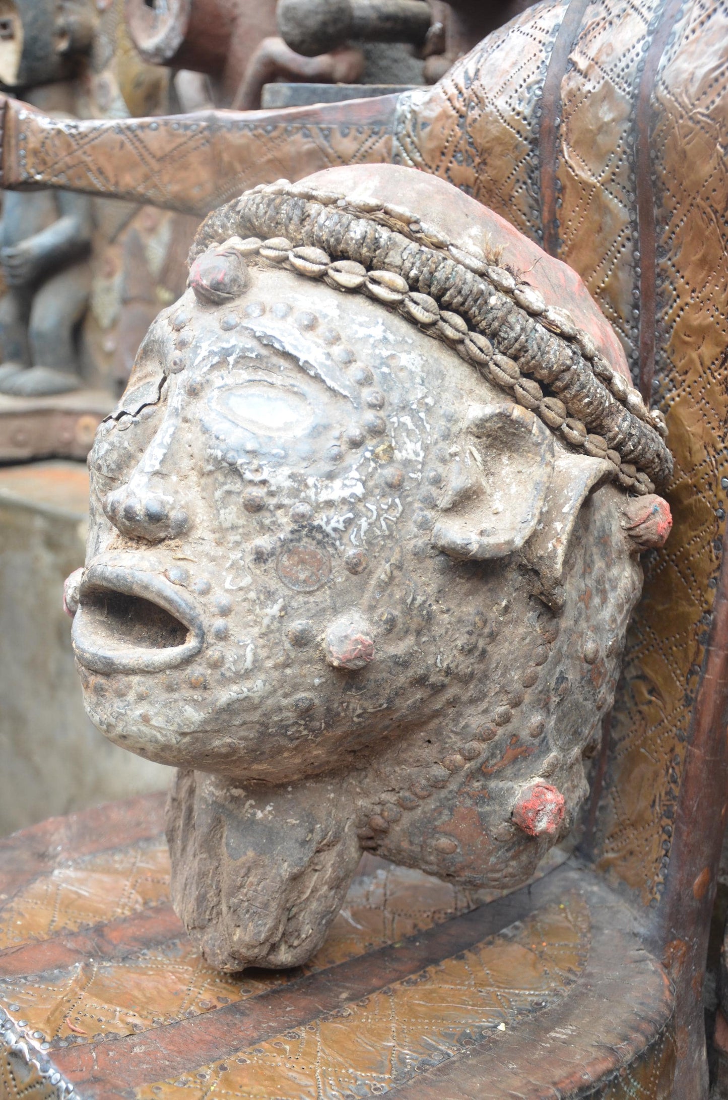 Kuba Bwoom Helmet Mask Congo | African Tribal Wall Decor Hand Carved Wood Art