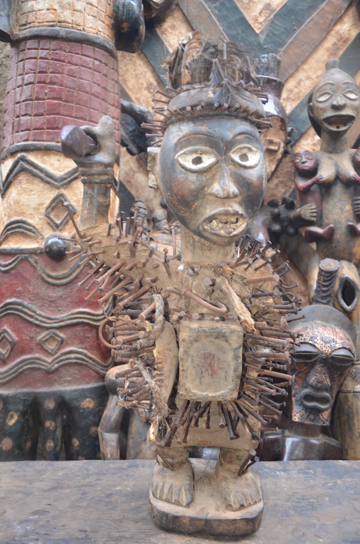Nkisi Nkondi Nail Figure Kongo | African Power Statue | Congo Tribal Sculpture