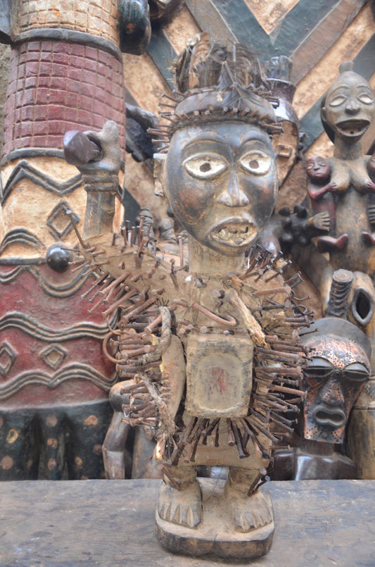 Nkisi Nkondi Nail Figure Kongo | African Power Statue | Congo Tribal Sculpture