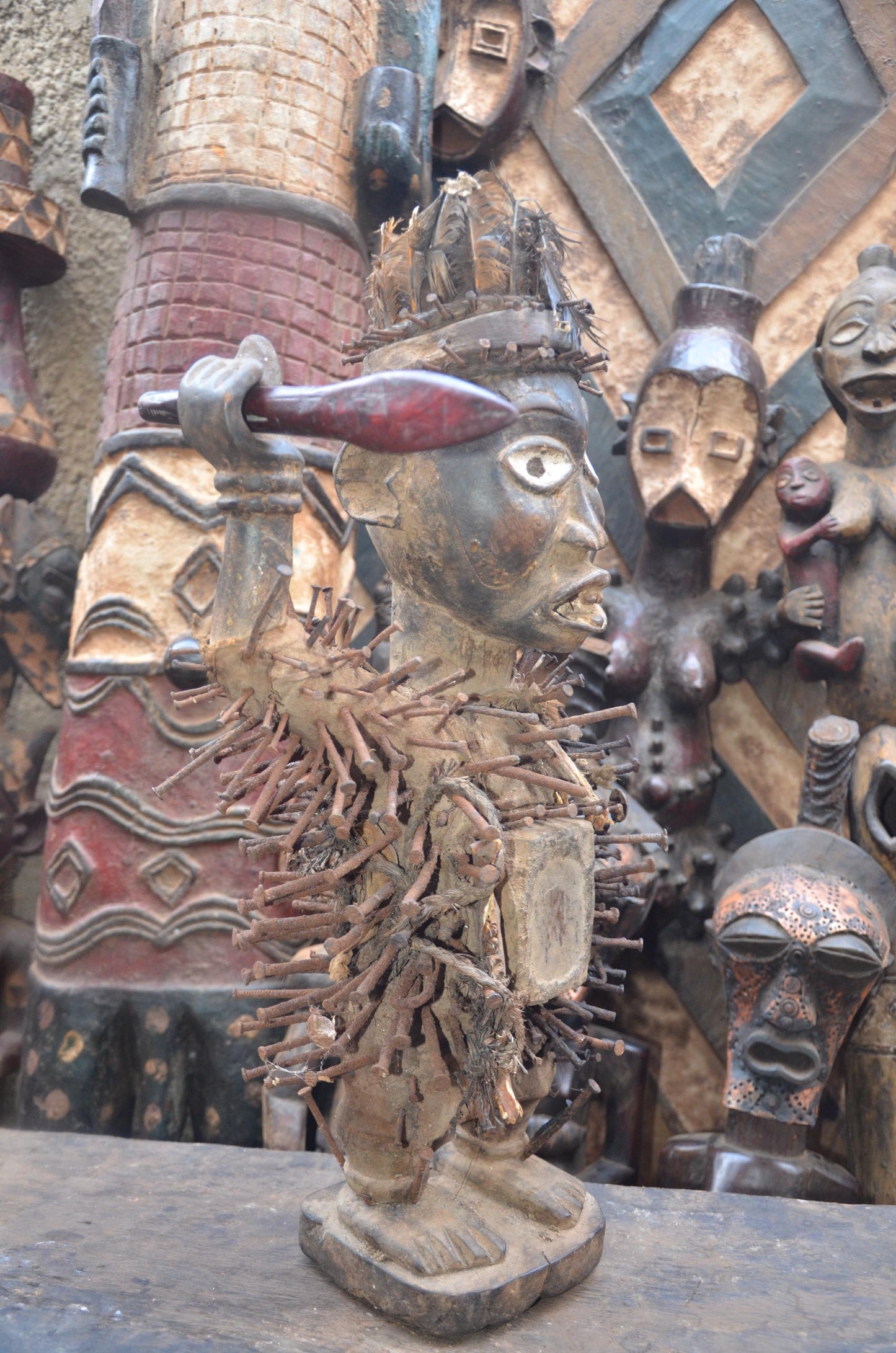 Nkisi Nkondi Nail Figure Kongo | African Power Statue | Congo Tribal Sculpture