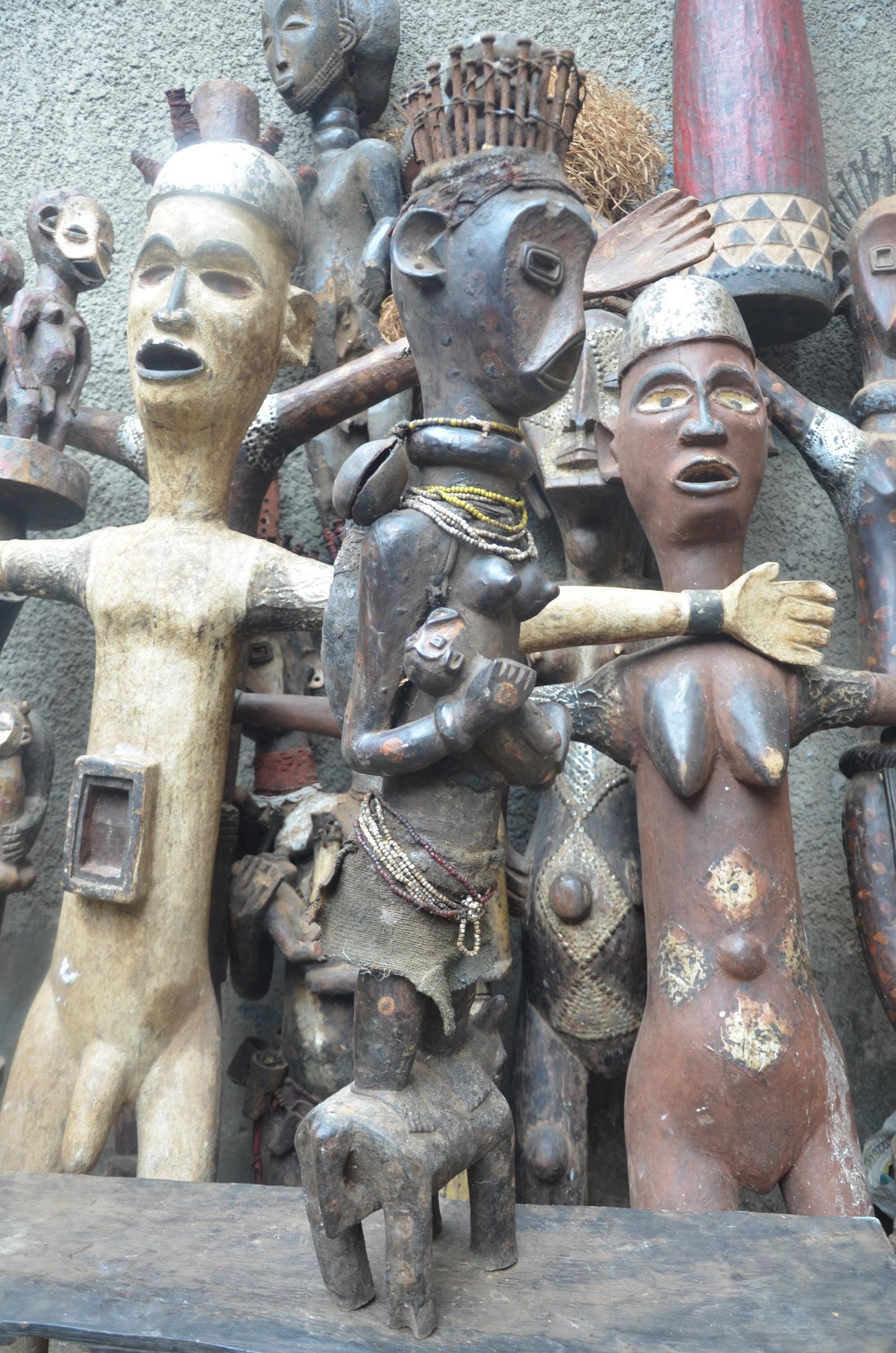 Luba Caryatid Maternity Figure DRC | African Wood Sculpture | Tribal Congo Statue