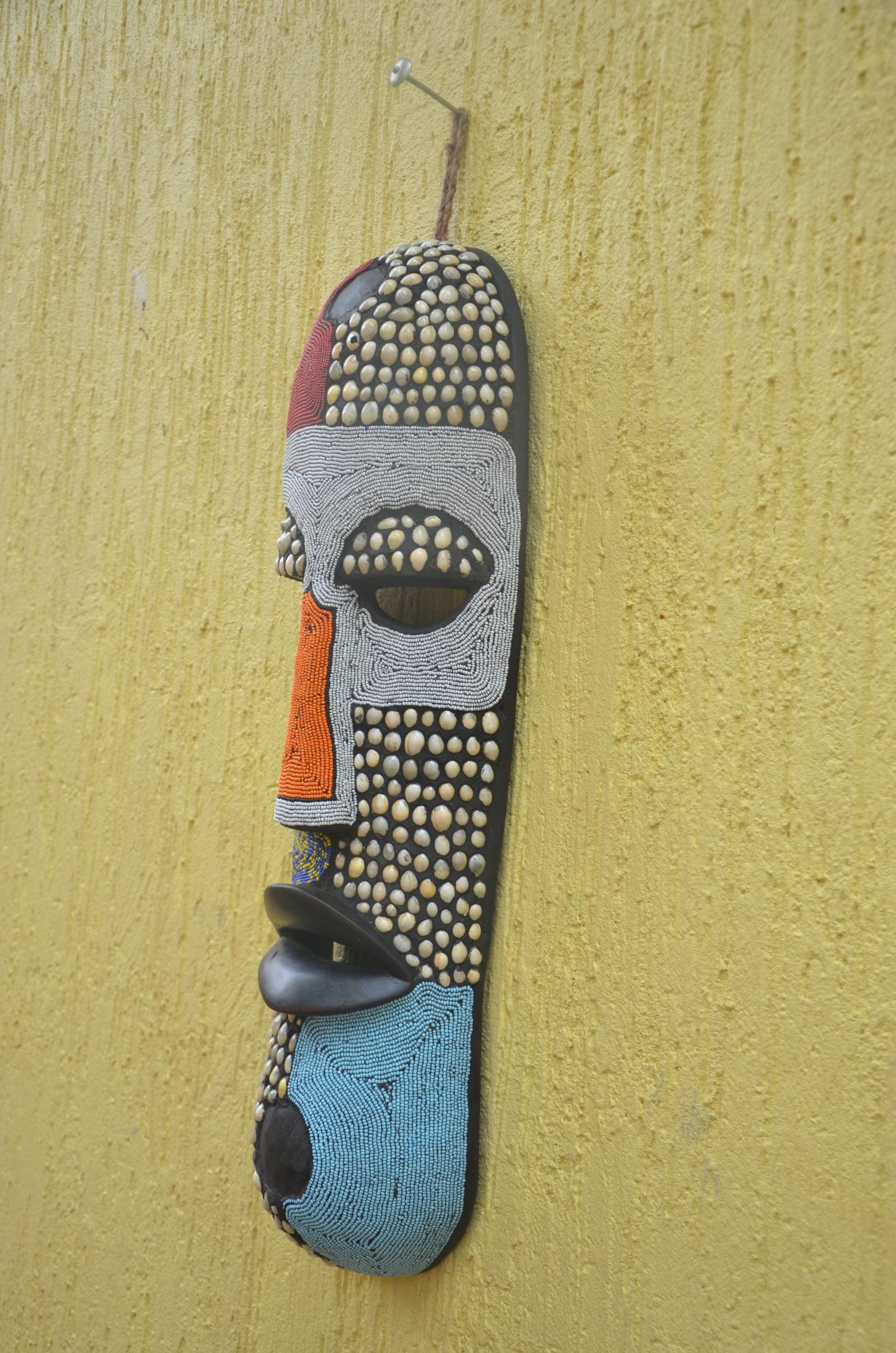 Bamileke Beaded Mask | Authentic Cameroonian Art | Large Ceremonial Wall Sculpture