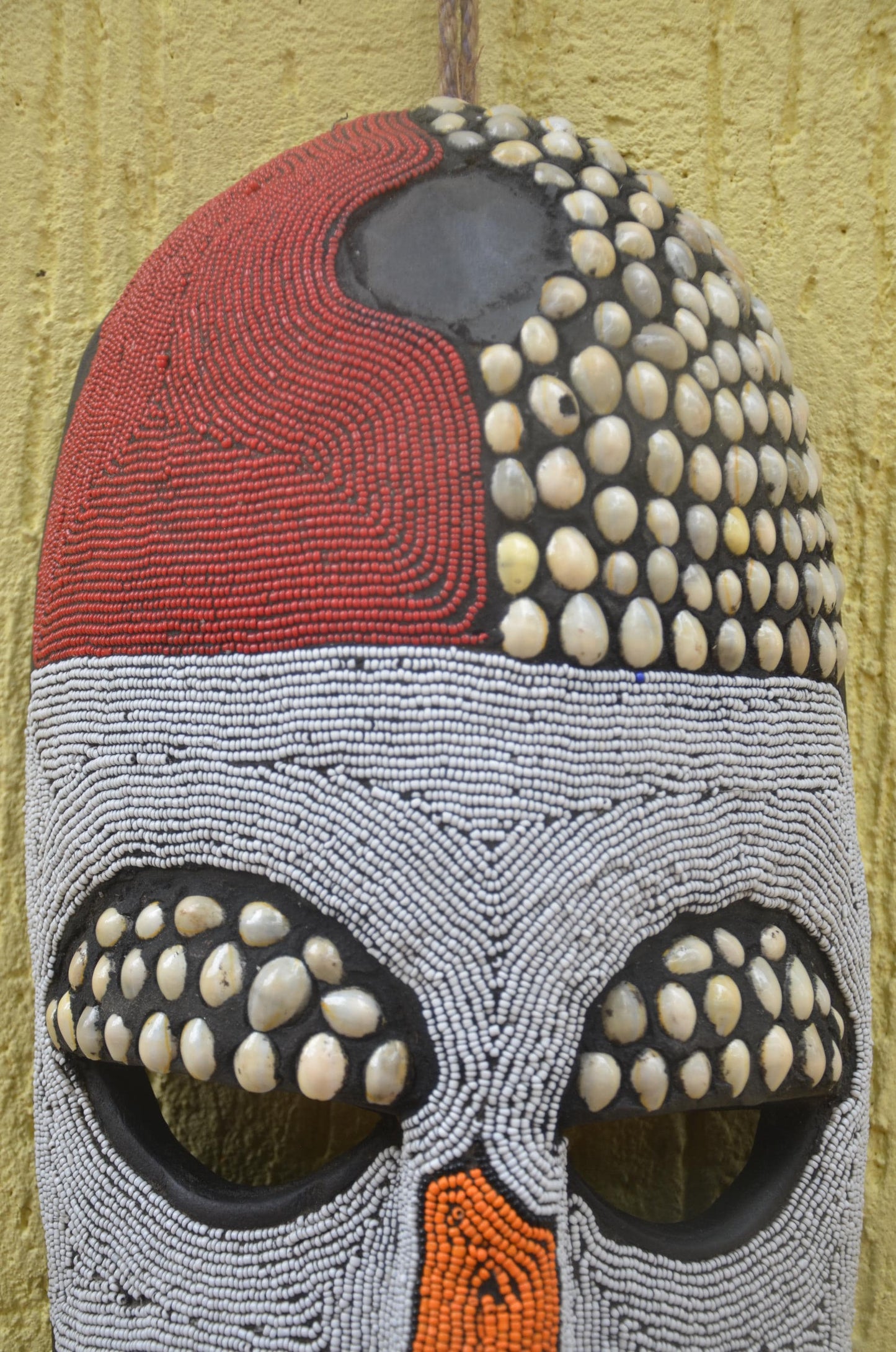 Bamileke Beaded Mask | Authentic Cameroonian Art | Large Ceremonial Wall Sculpture