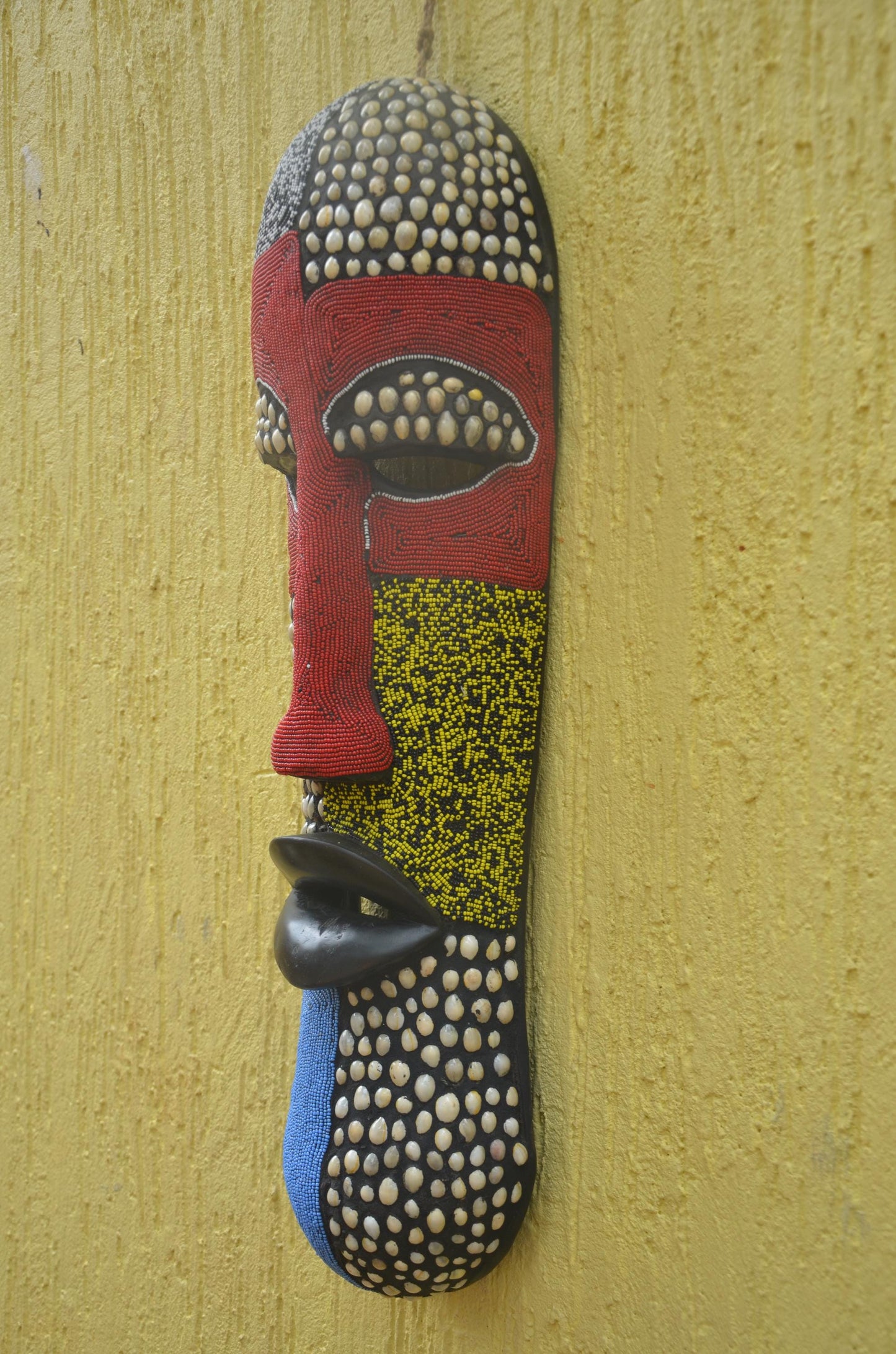 Bamileke Beaded Mask | Authentic Cameroonian Art | Large Ceremonial Wall Sculpture