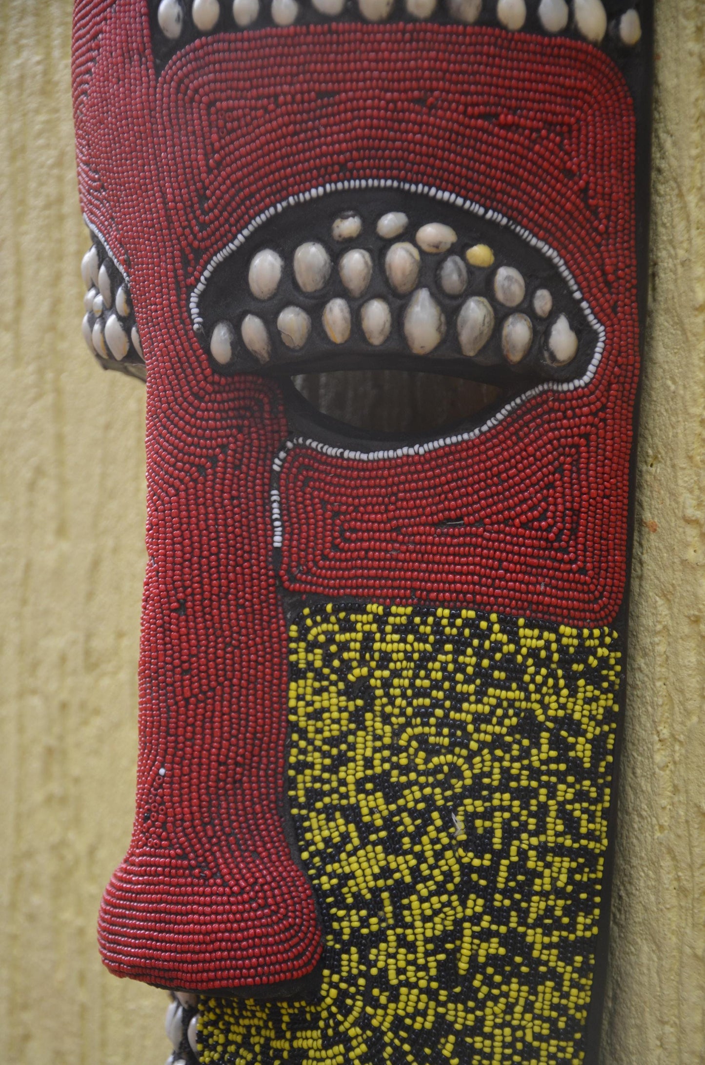 Bamileke Beaded Mask | Authentic Cameroonian Art | Large Ceremonial Wall Sculpture