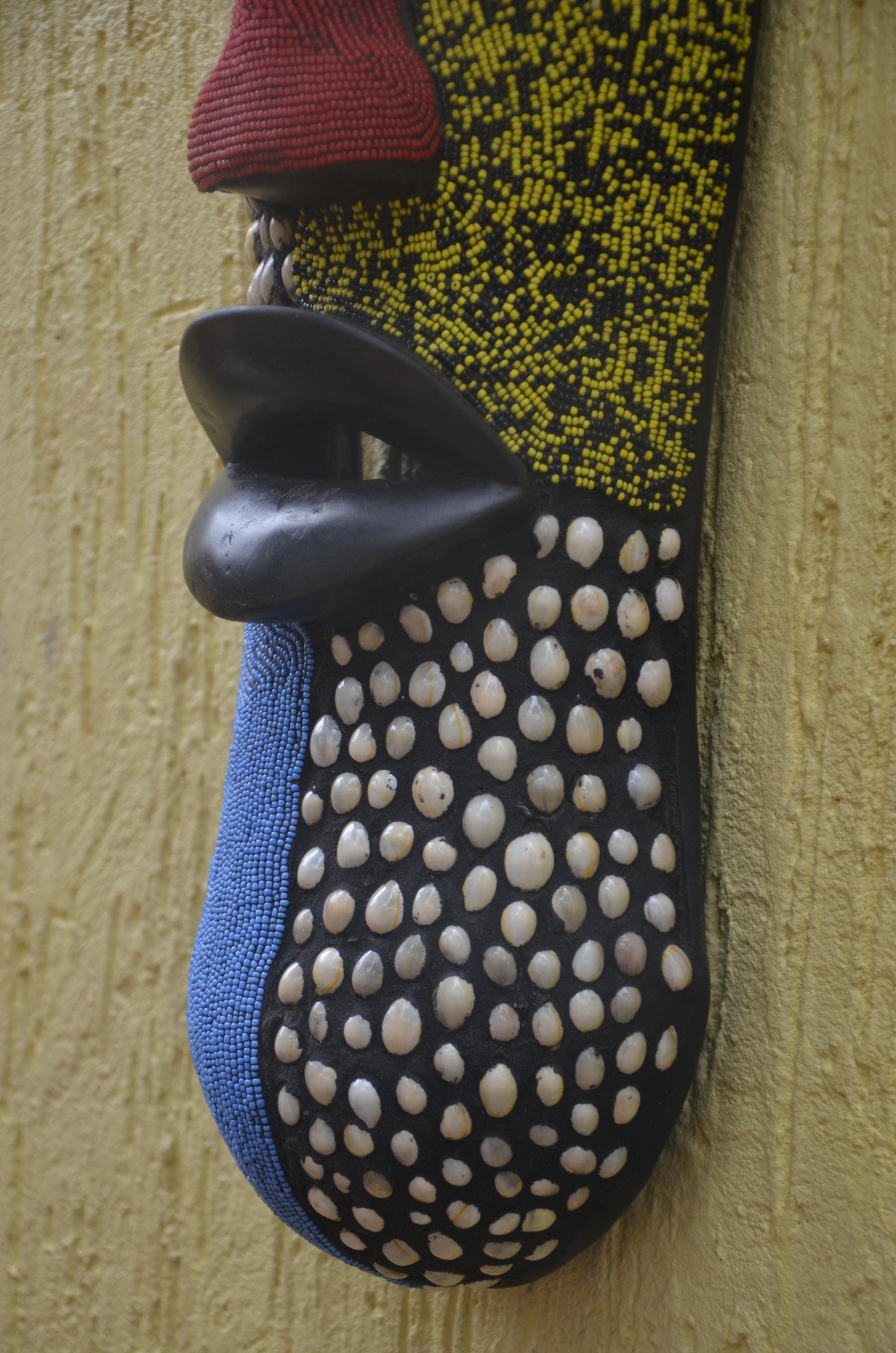 Bamileke Beaded Mask | Authentic Cameroonian Art | Large Ceremonial Wall Sculpture