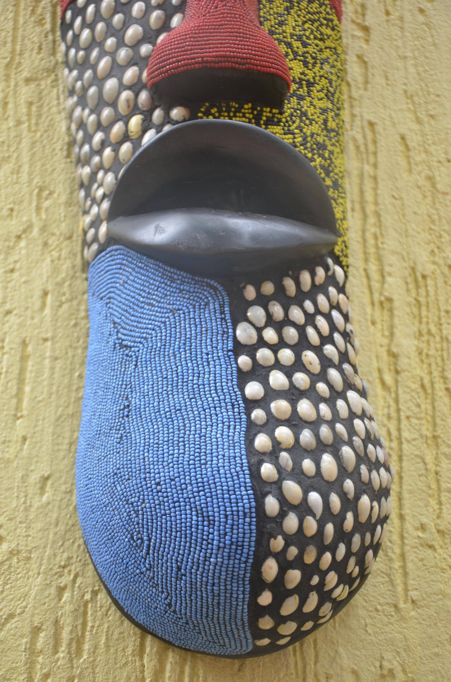 Bamileke Beaded Mask | Authentic Cameroonian Art | Large Ceremonial Wall Sculpture