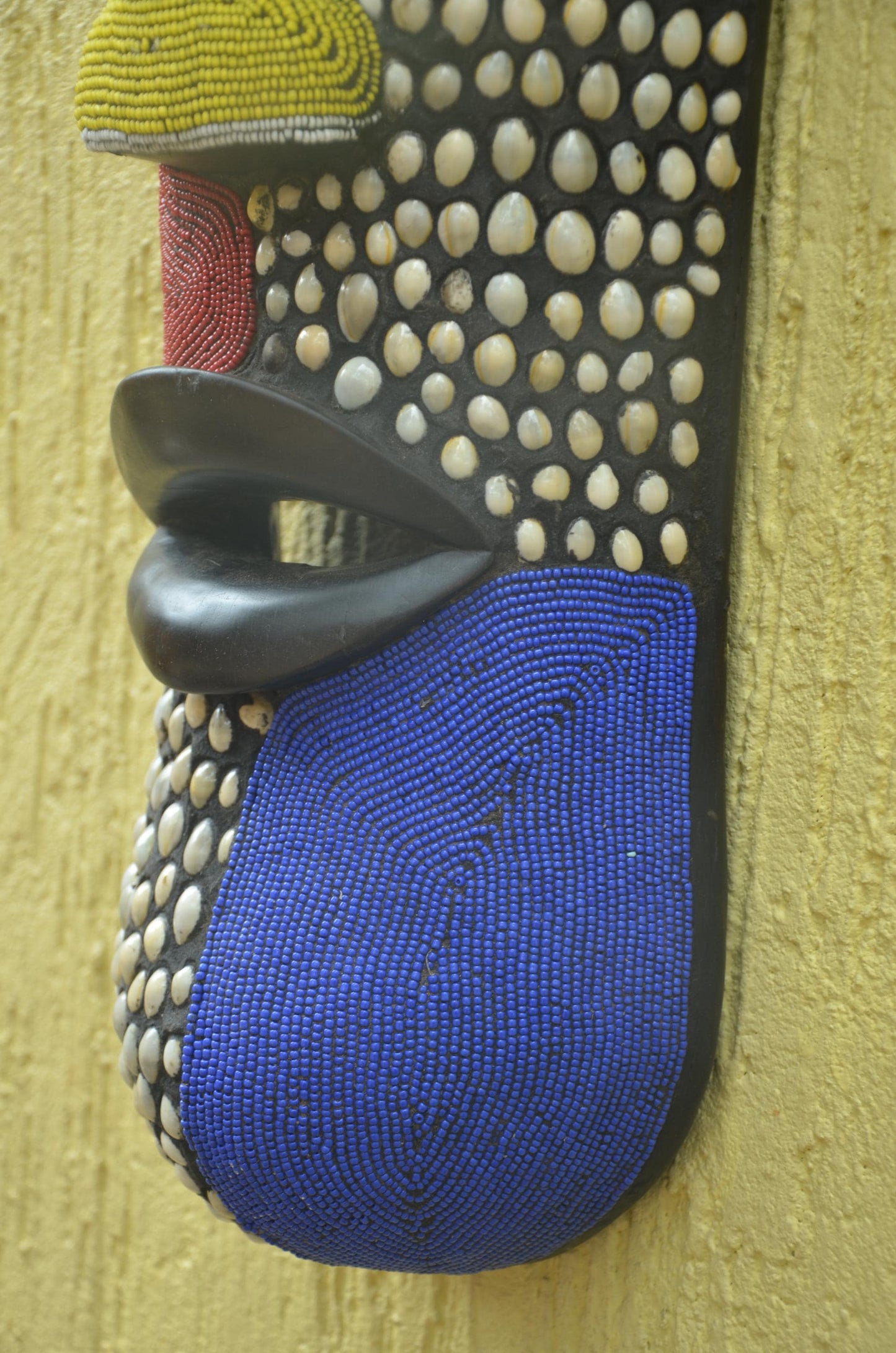 Bamileke Beaded Mask, African Wall Art, Handcrafted Tribal Decor, Boho Wall Hanging