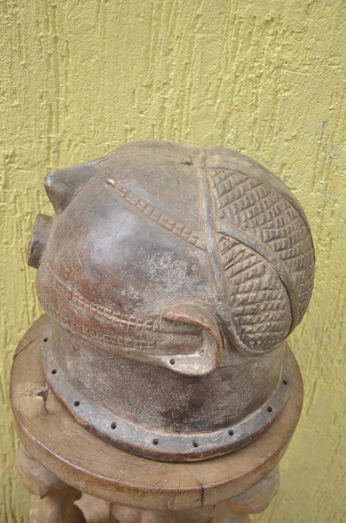 Tabwa Helmet Mask | Hand-Carved Wood Art | Central African Heritage