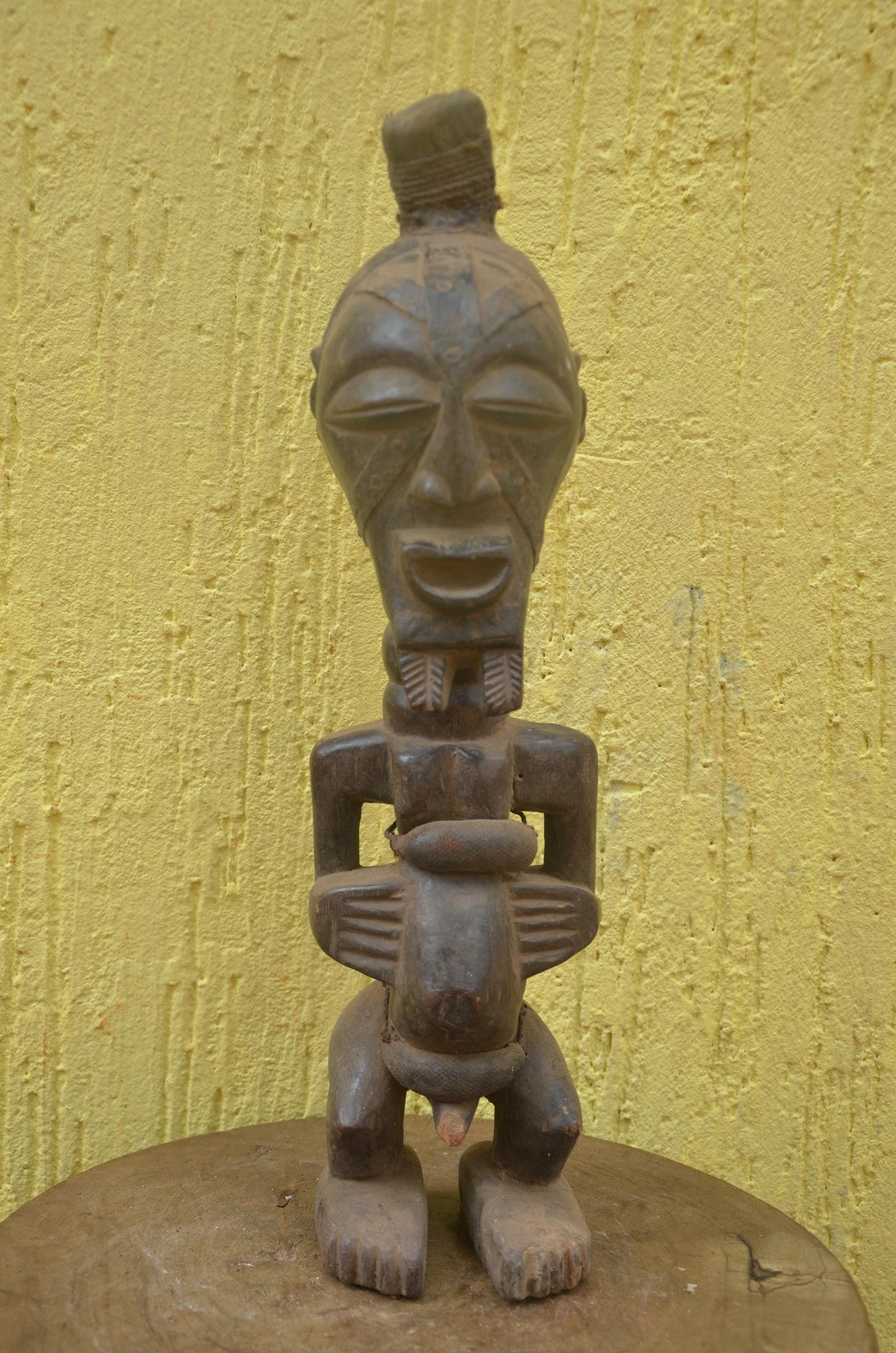 Songye Nkishi Power Statue | Carved Wood Spirit Figure | DR Congo