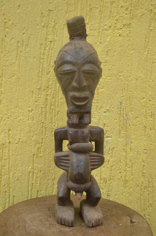 Songye Nkishi Power Statue | Carved Wood Spirit Figure | DR Congo
