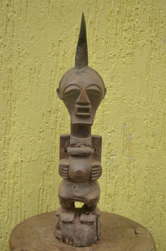 Songye Nkishi Statue | Tall Carved Wood Power Figure | DR Congo