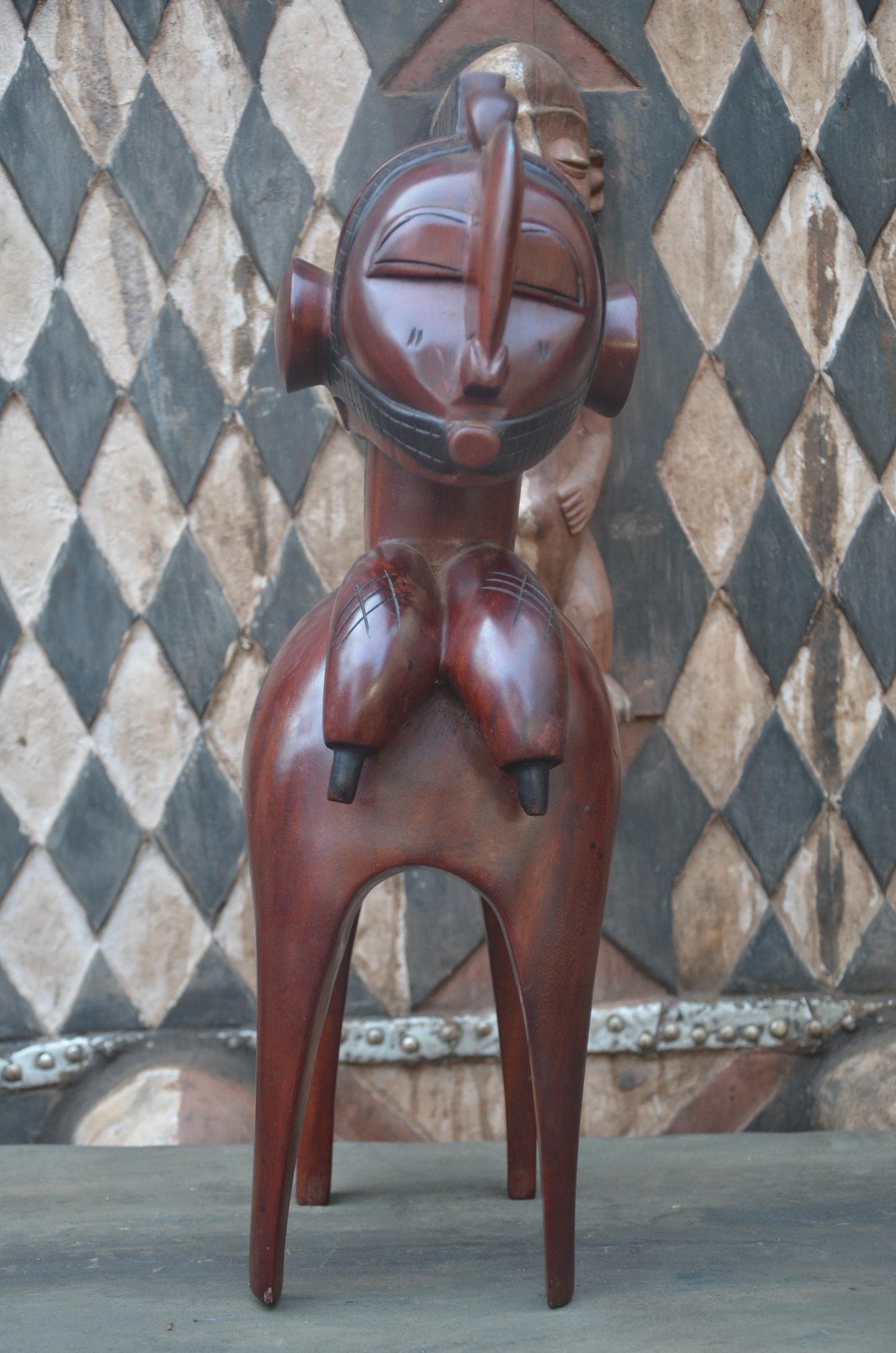 Nimba Fertility Sculpture | Hand-Carved Wood Goddess Figure | Guinea