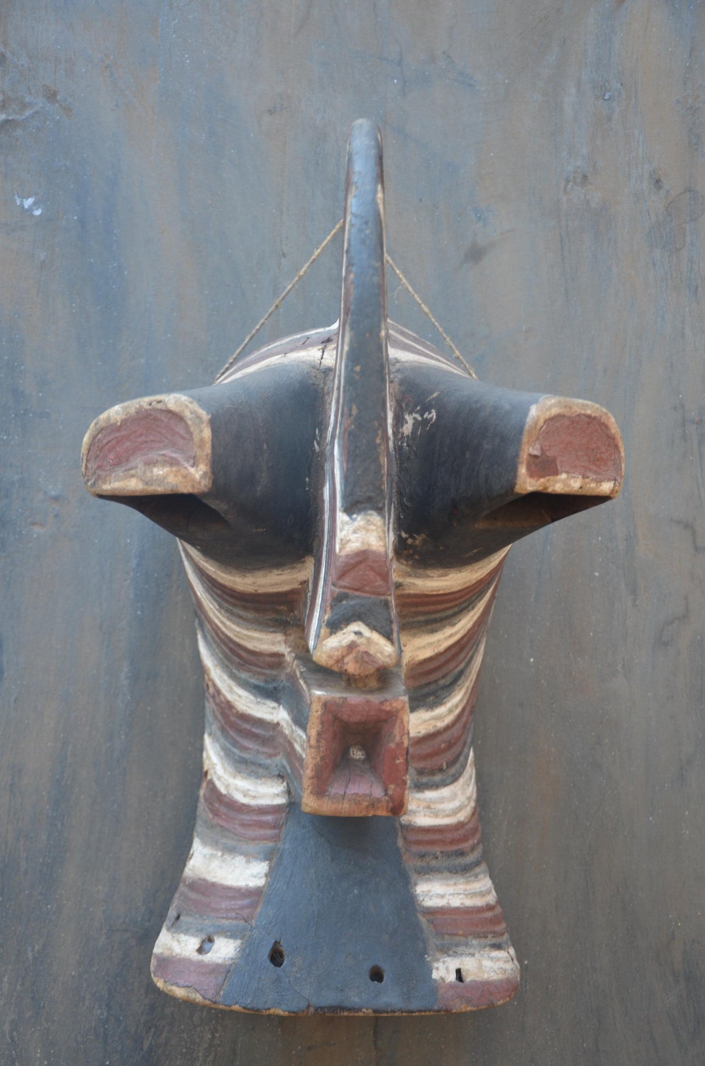 Songye Kifwebe Mask | Striped Wood Ceremonial Art | DR Congo