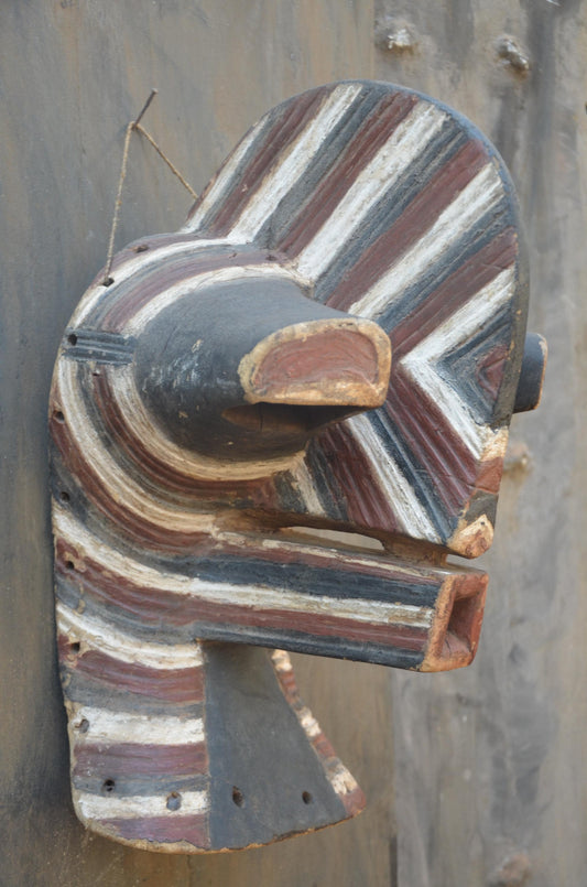 Songye Kifwebe Mask | Striped Wood Ceremonial Art | DR Congo