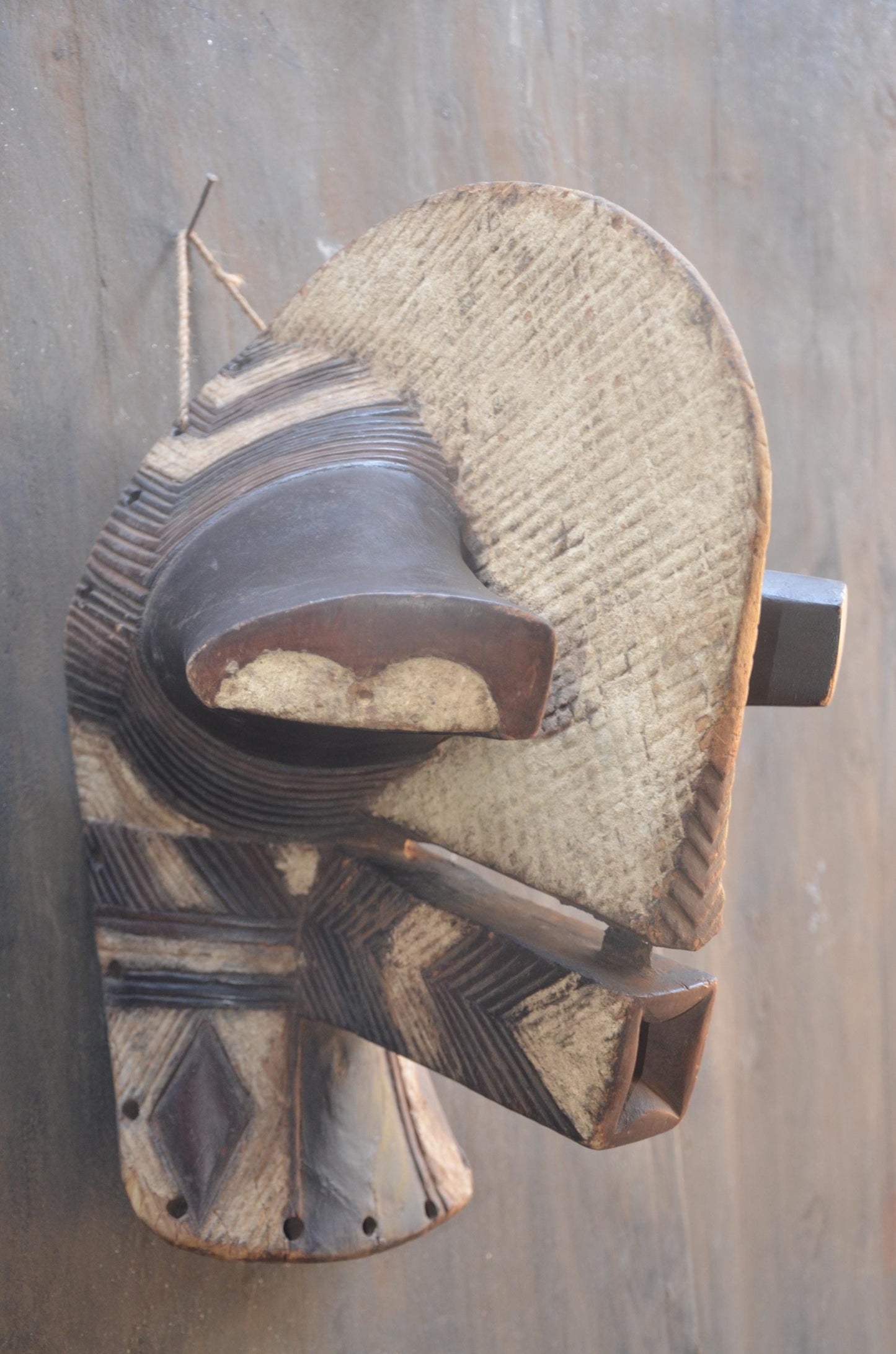 Songye Kifwebe Mask | Large Striped Wood Spirit Art | DR Congo