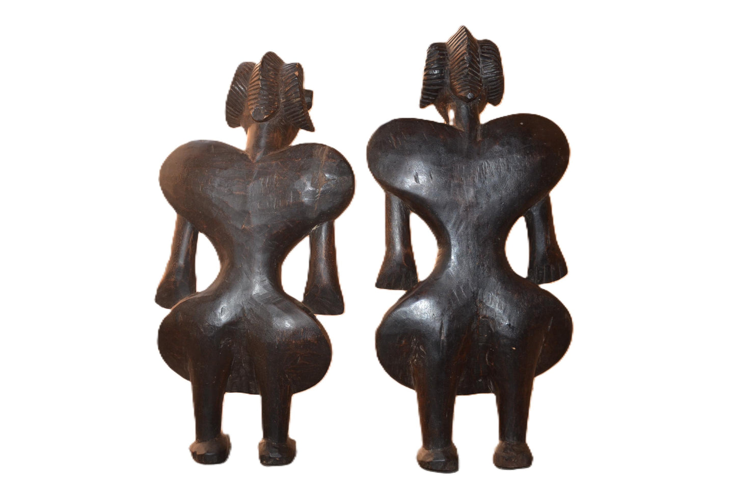 Luba Beaded Couple Figures DRC | African Wood Sculpture | Congo Tribal Statue