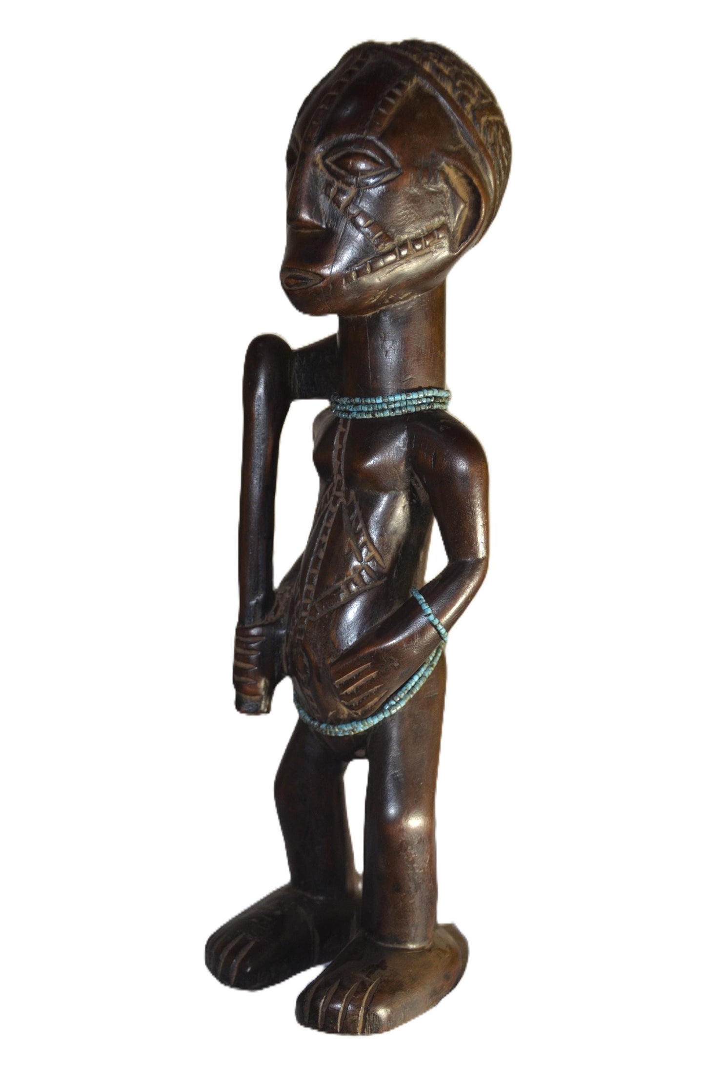 Tabwa Guardian Male Figure DRC | African Wood Sculpture | Congo Tribal Statue