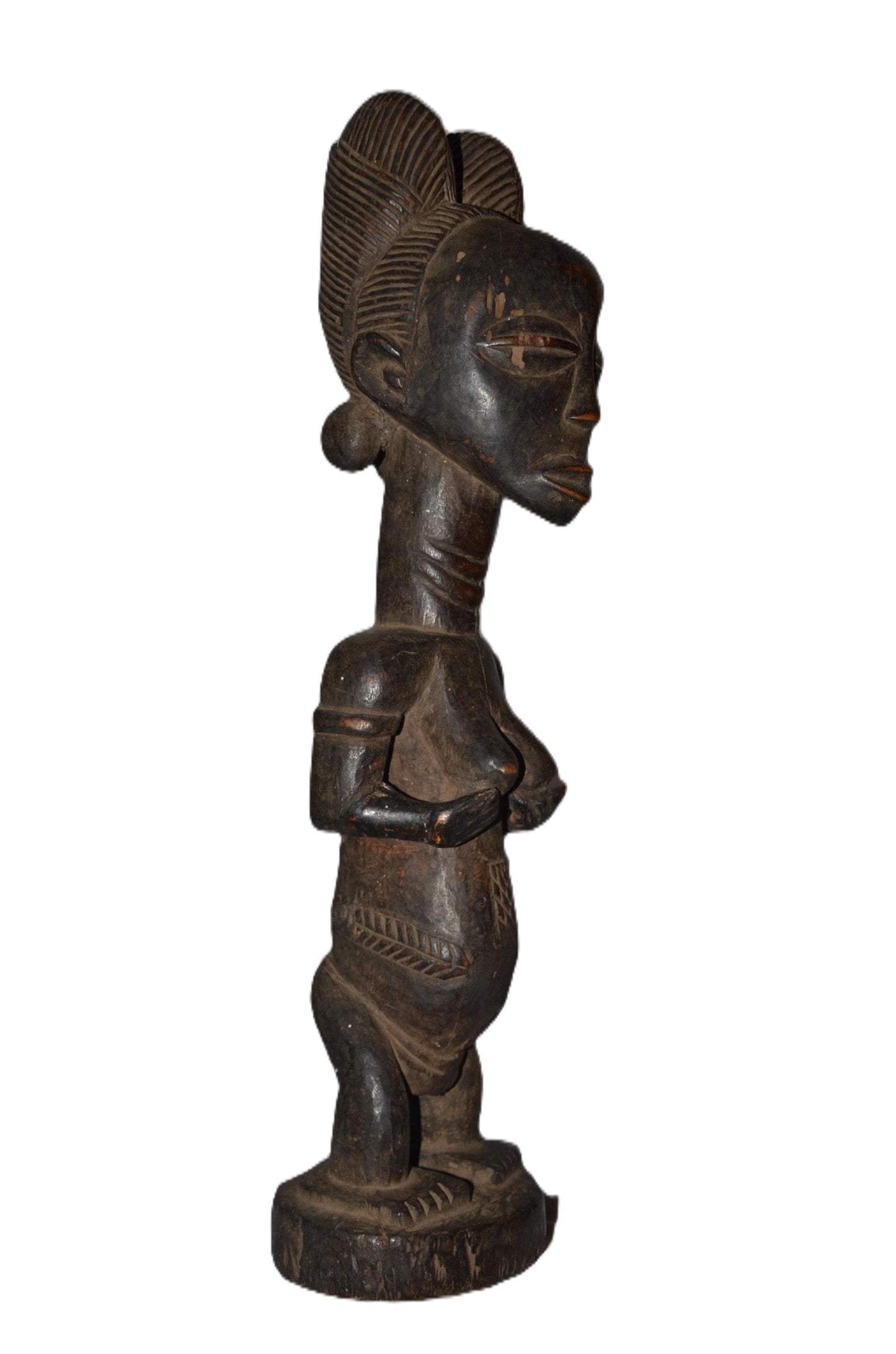 Luba Female Standing Figure DRC | African Wood Sculpture | Congo Tribal Statue