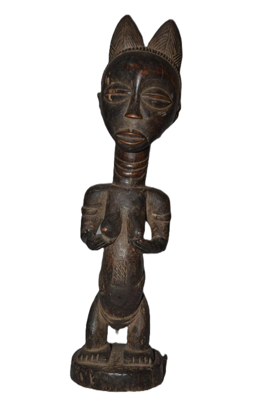 Luba Female Standing Figure DRC | African Wood Sculpture | Congo Tribal Statue