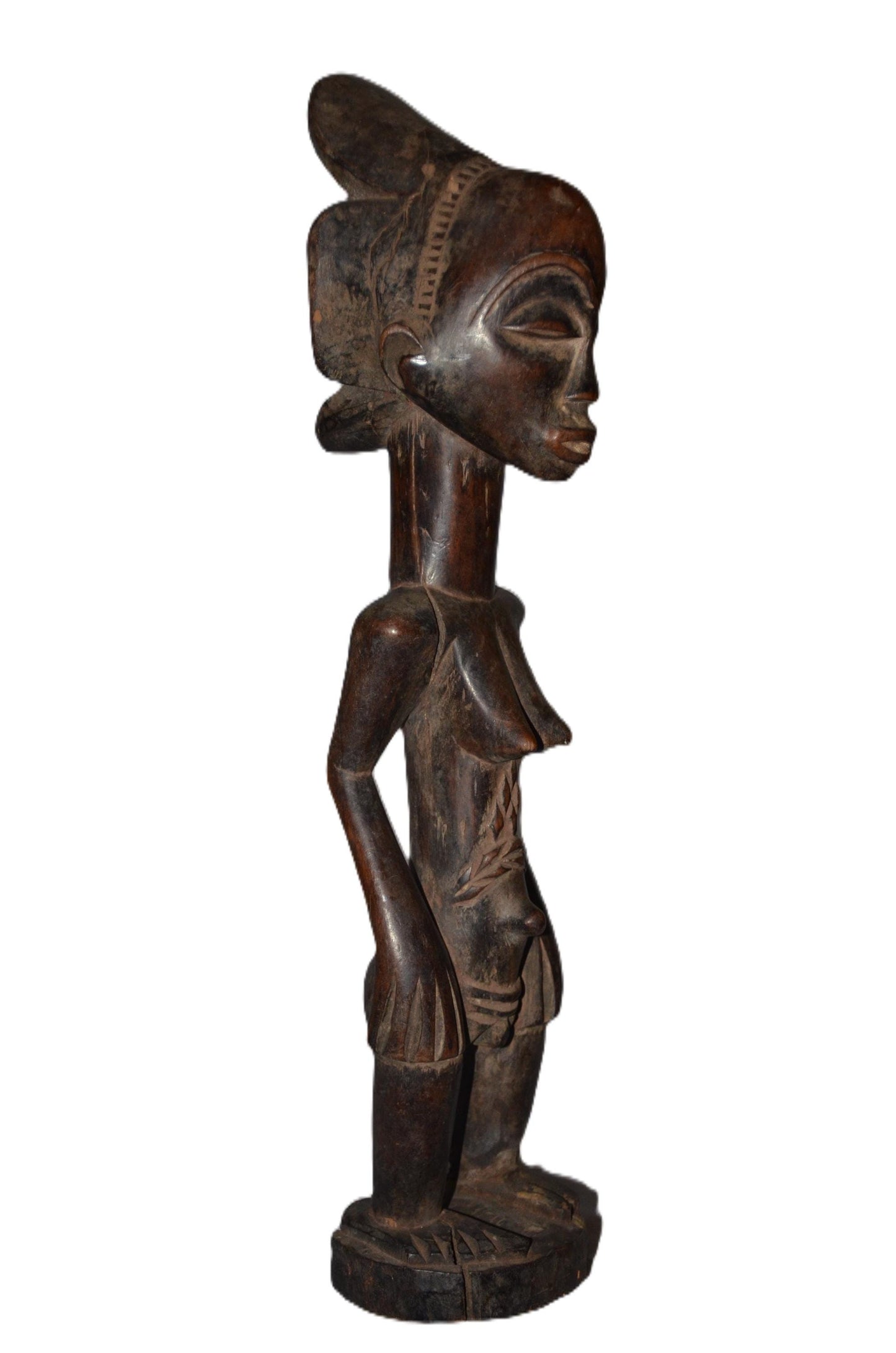 Luba Standing Female Figure DRC | African Wood Sculpture | Congo Tribal Statue