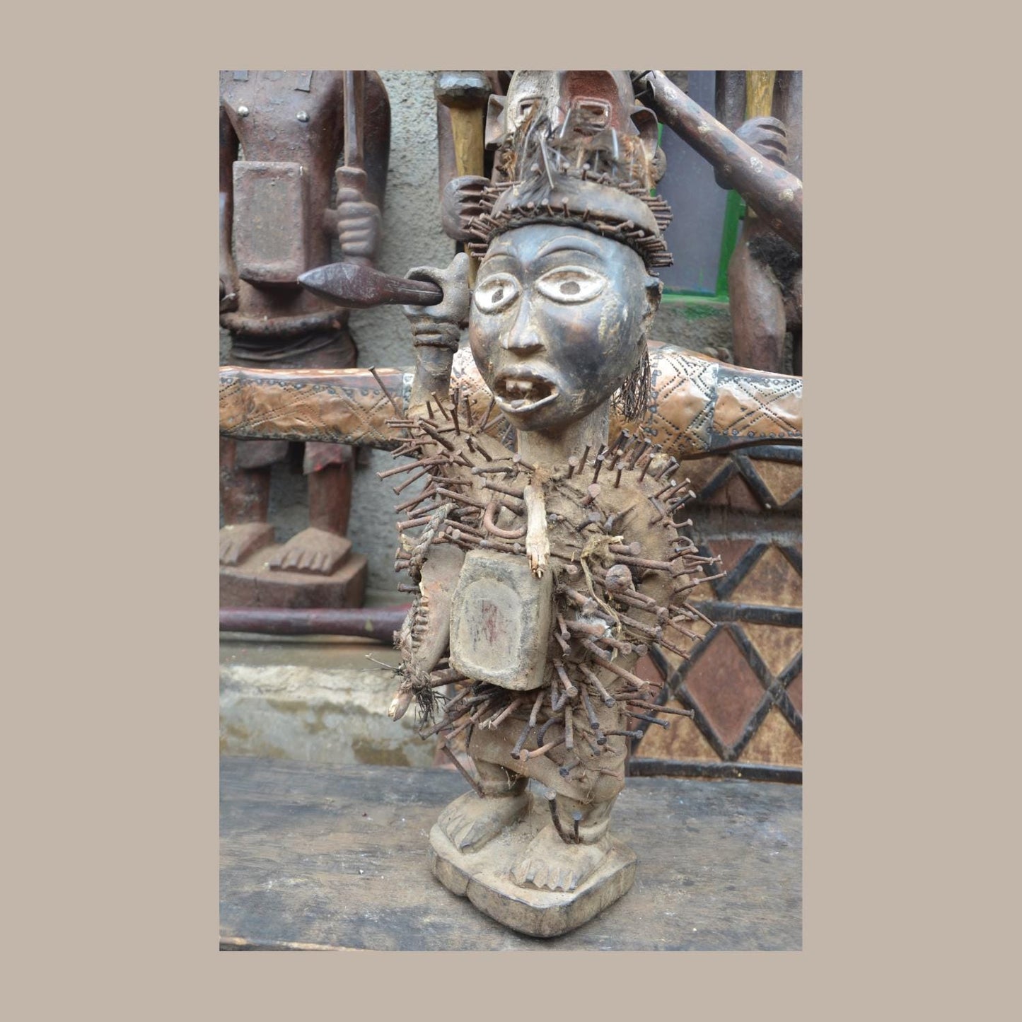 Nkisi Nkondi Nail Figure Kongo | African Power Statue | Congo Tribal Sculpture