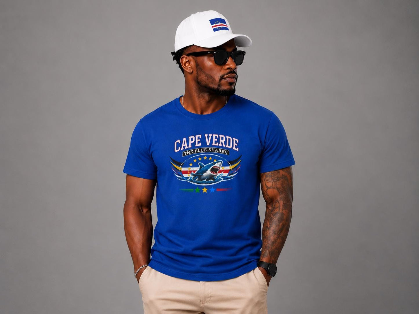 Cape Verde Football Shirt, Blue Sharks Fan Shirt, Cape Verde Soccer Tee, African Football Supporter Shirt