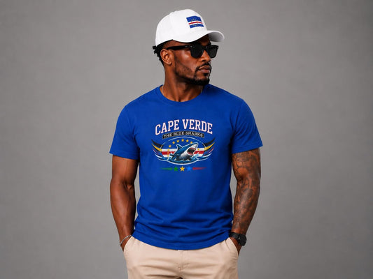 Cape Verde Football Shirt, Blue Sharks Fan Shirt, Cape Verde Soccer Tee, African Football Supporter Shirt