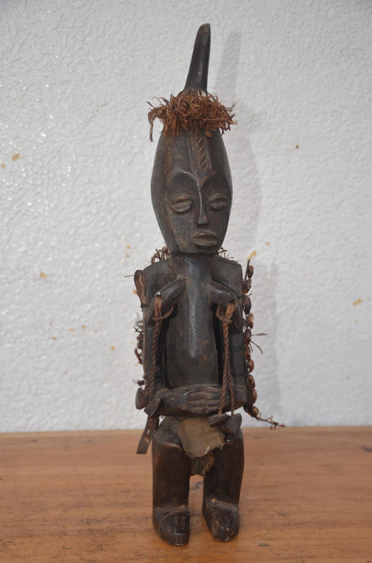 Kongo Nkisi Statue | Hand-Carved Wood Power Figure | DRC Congo Ritual Tribal Artifact