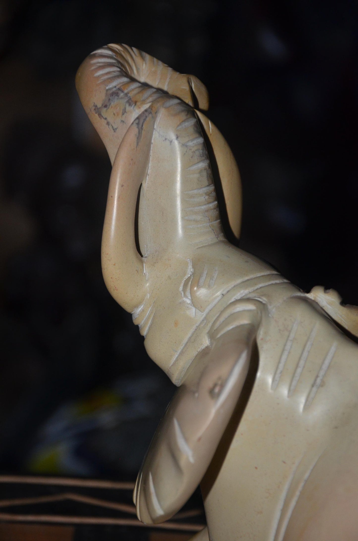 Hand-Carved Soapstone Elephant Sculpture – Natural Stone African Animal Art