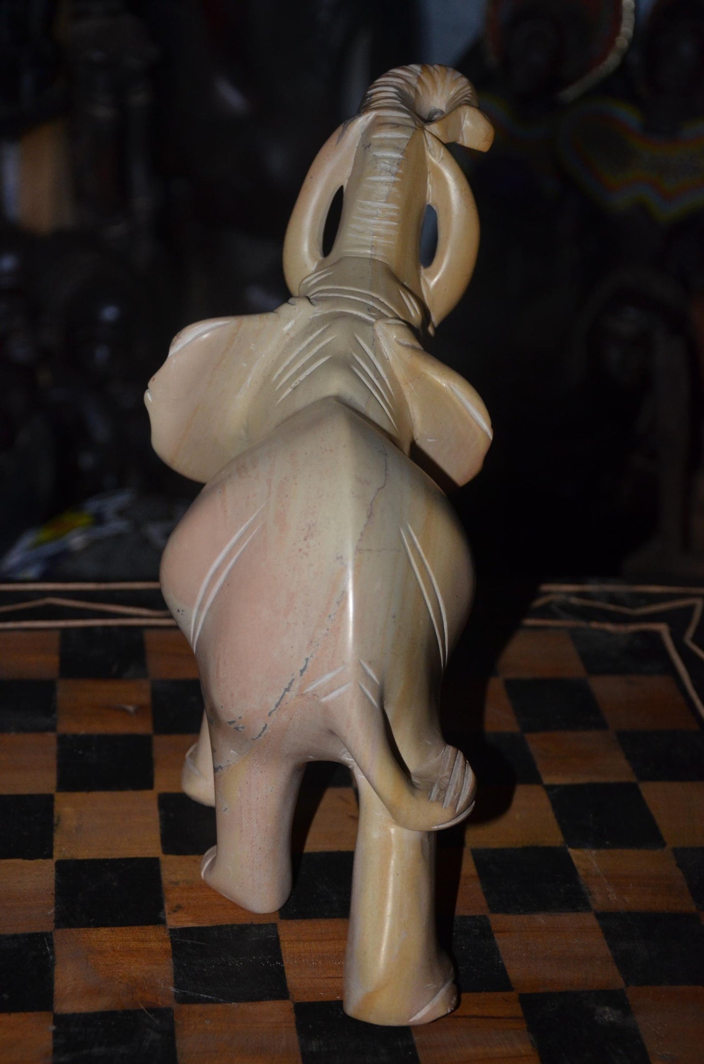Hand-Carved Soapstone Elephant Sculpture – Natural Stone African Animal Art