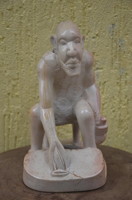 African Soapstone Sculpture | Hand-Carved Folk Art | Minimalist Stone Statue