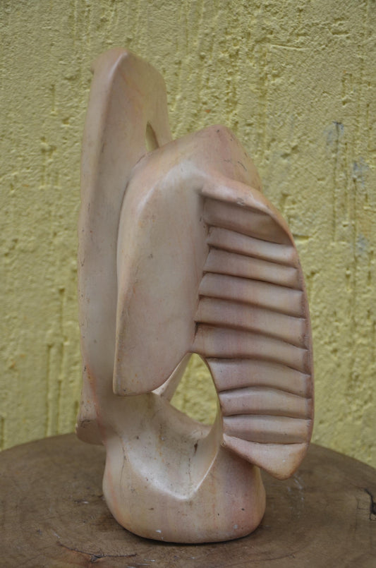 Abstract Soapstone Sculpture | Hand-Carved African Stone Art | Minimalist Table Decor