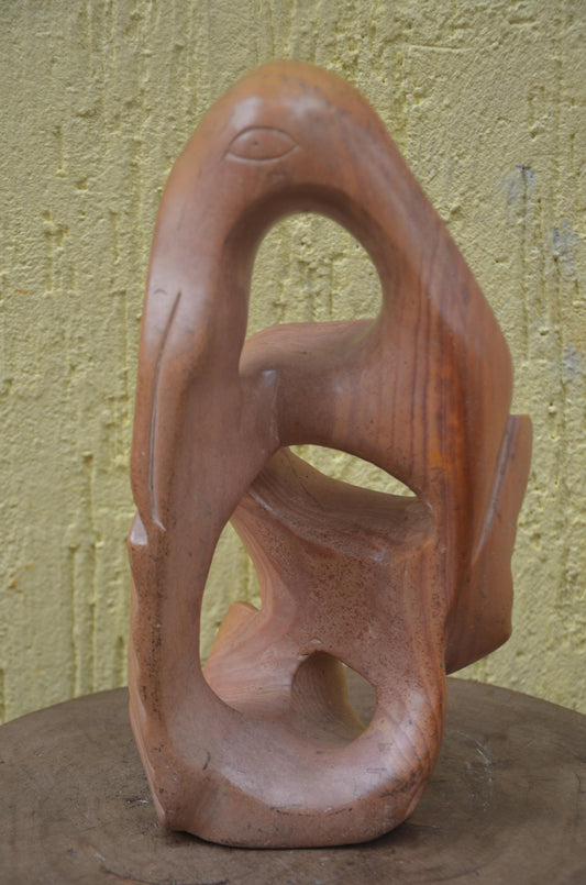 Abstract Bird Sculpture | Hand-Carved African Soapstone Art | Avian Folk Statue