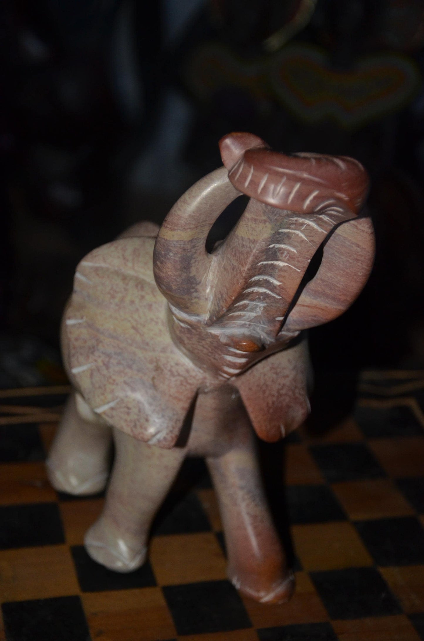 Hand-Carved Soapstone Elephant Sculpture – Natural Stone African Animal Art