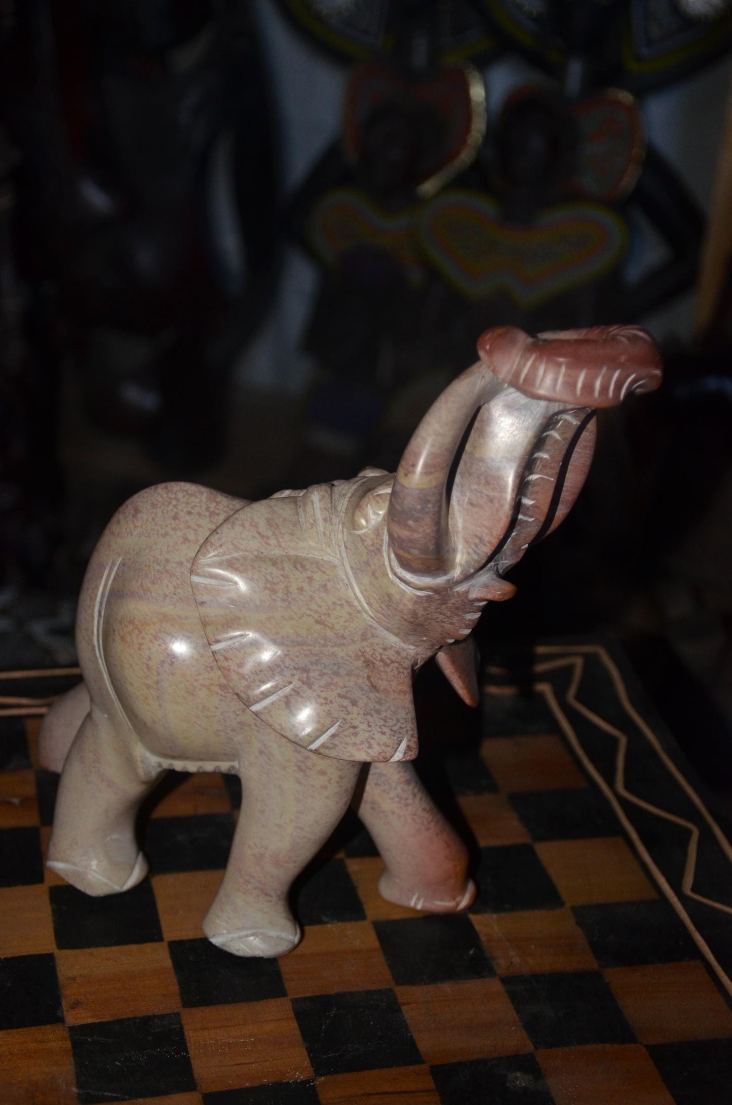 Hand-Carved Soapstone Elephant Sculpture – Natural Stone African Animal Art